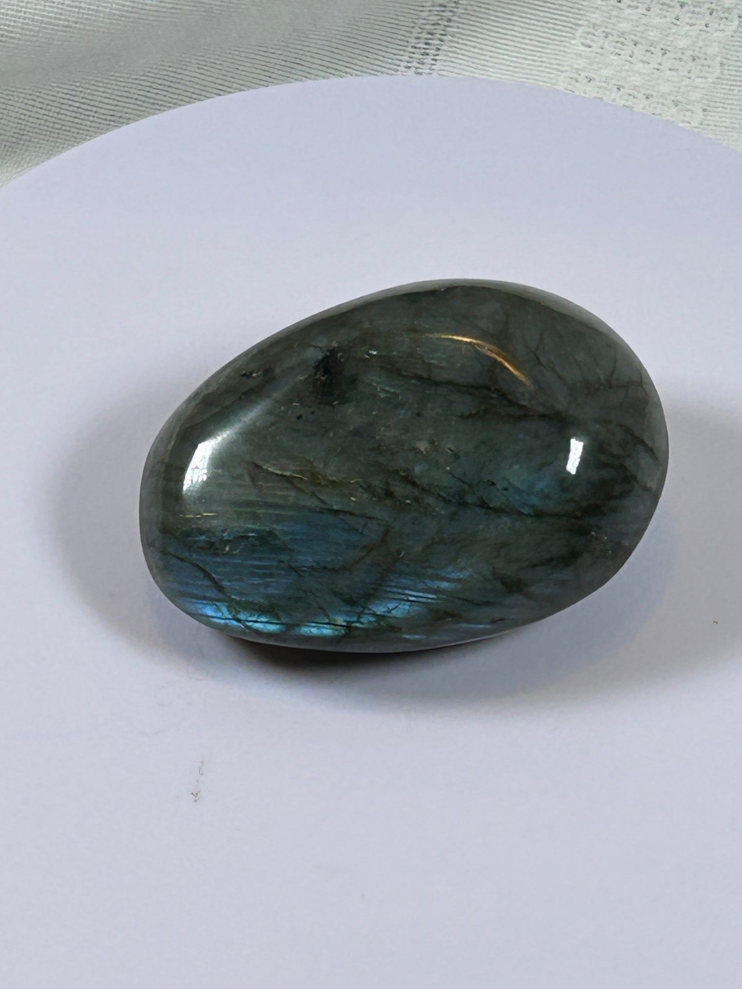 (#127) - LABRADORITE PALM STONE POLISHED - NEW