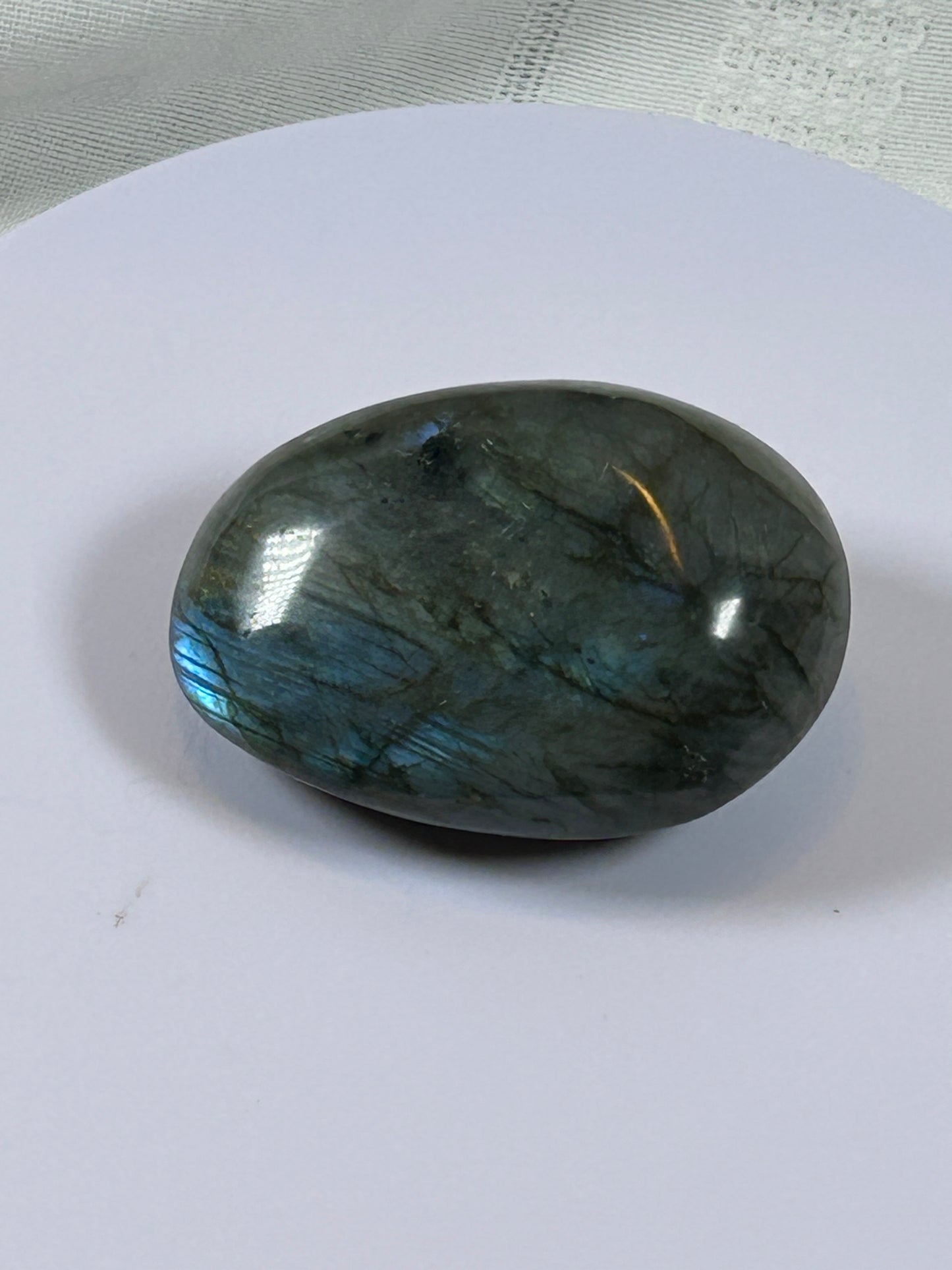 (#127) - LABRADORITE PALM STONE POLISHED - NEW