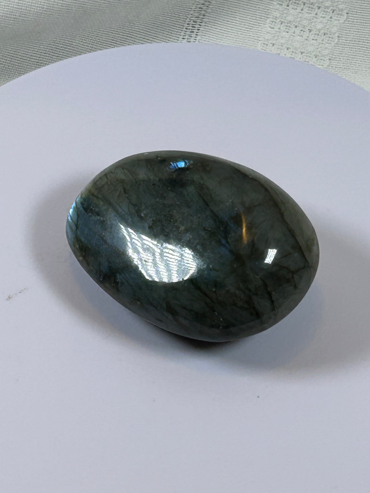 (#127) - LABRADORITE PALM STONE POLISHED - NEW
