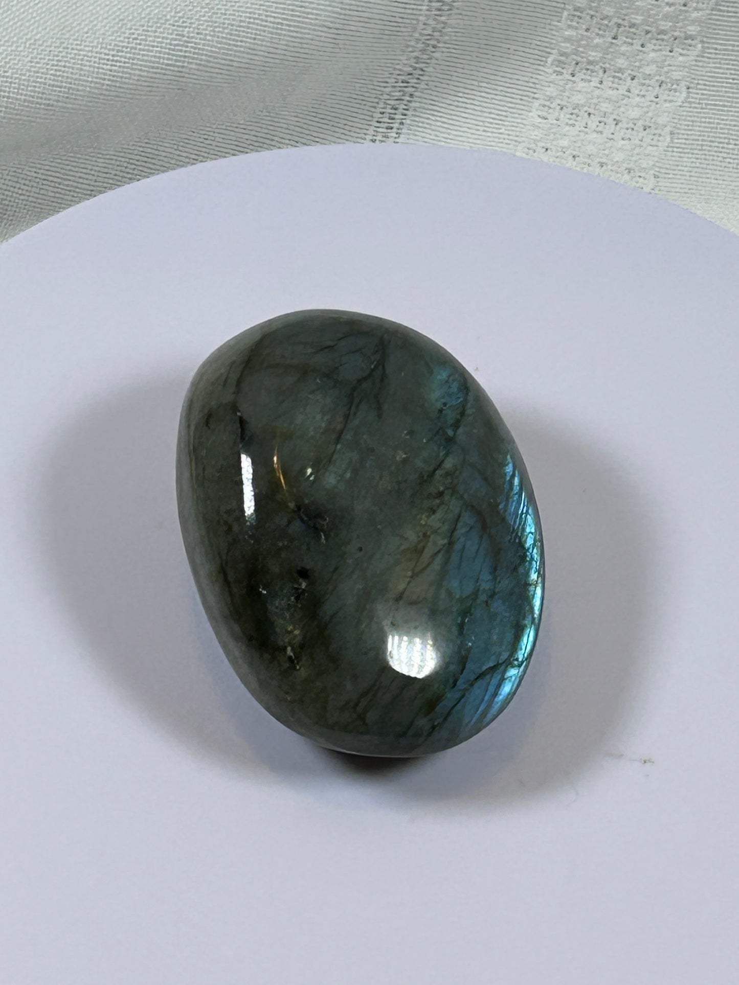 (#127) - LABRADORITE PALM STONE POLISHED - NEW