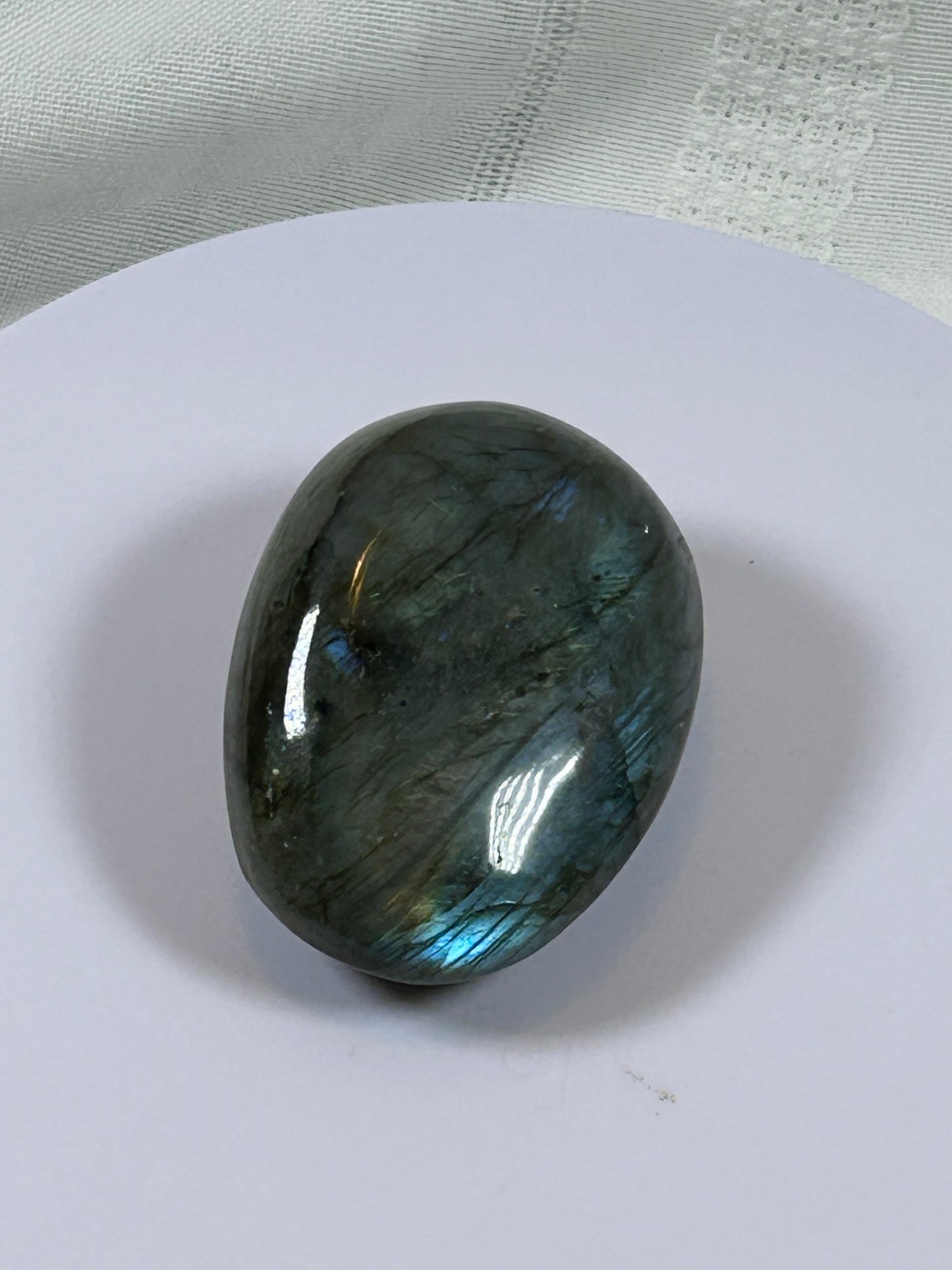 (#127) - LABRADORITE PALM STONE POLISHED - NEW
