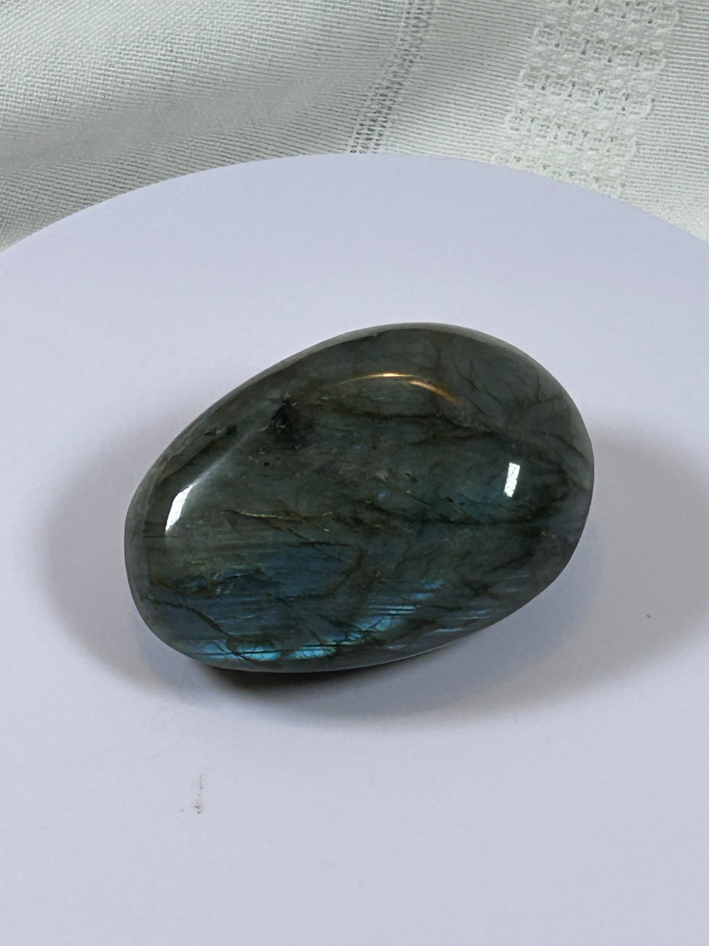 (#127) - LABRADORITE PALM STONE POLISHED - NEW