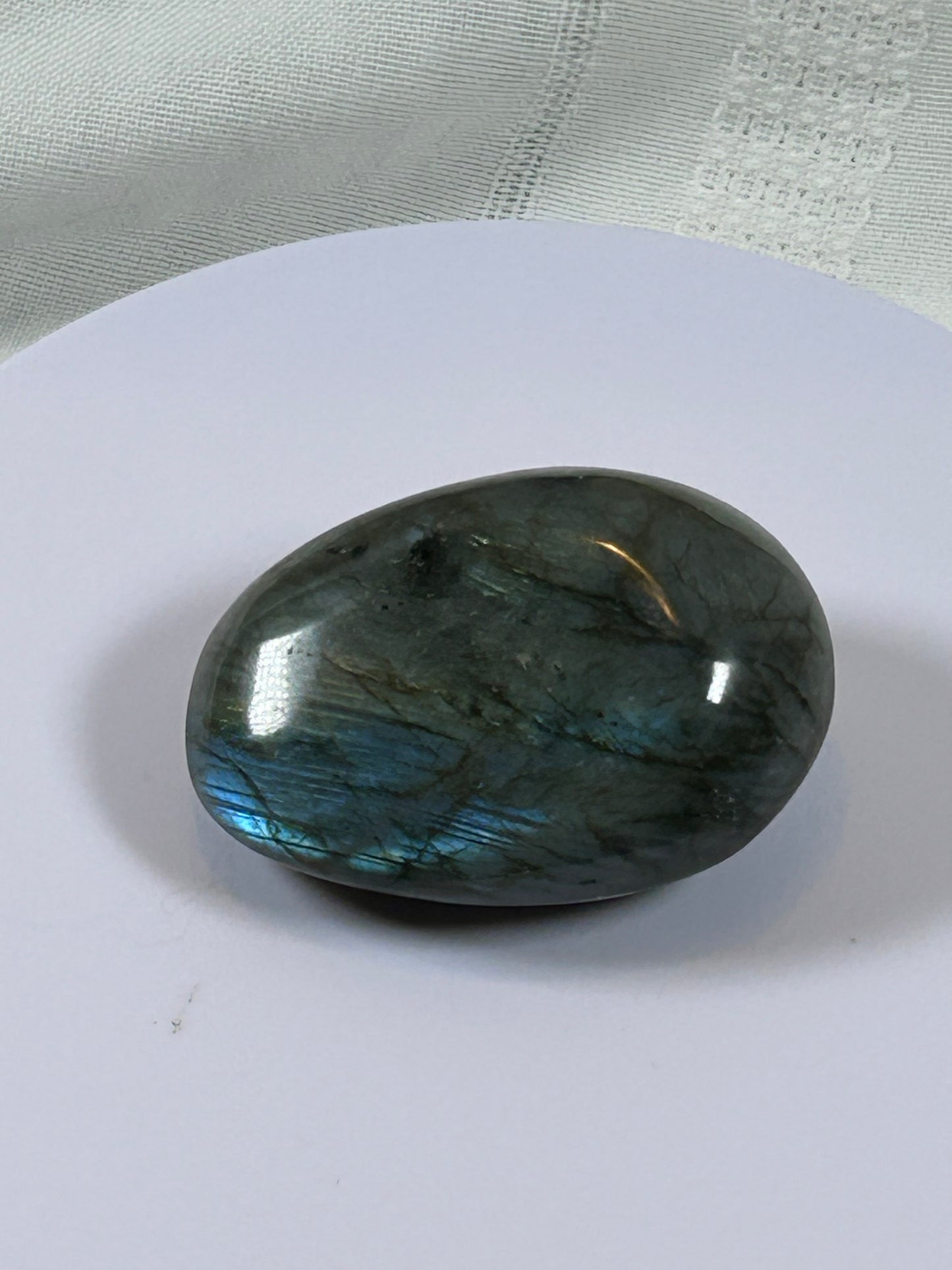 (#127) - LABRADORITE PALM STONE POLISHED - NEW