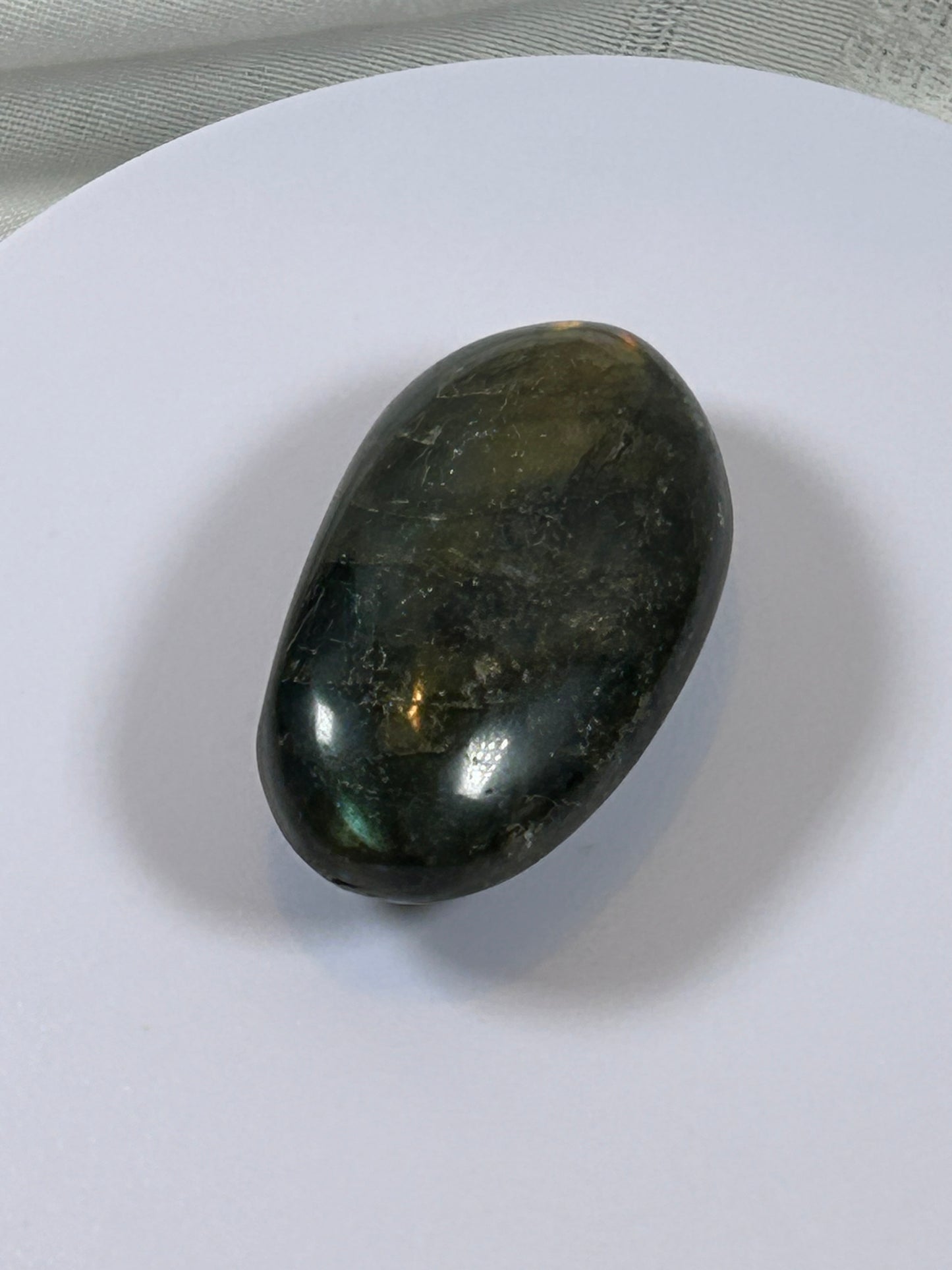 (#128) - LABRADORITE PALM STONE POLISHED - NEW