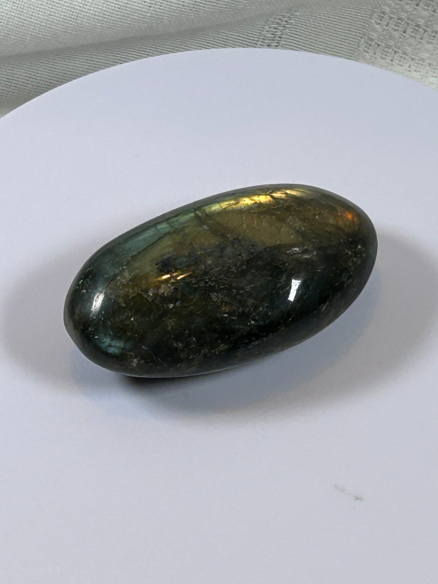 (#128) - LABRADORITE PALM STONE POLISHED - NEW