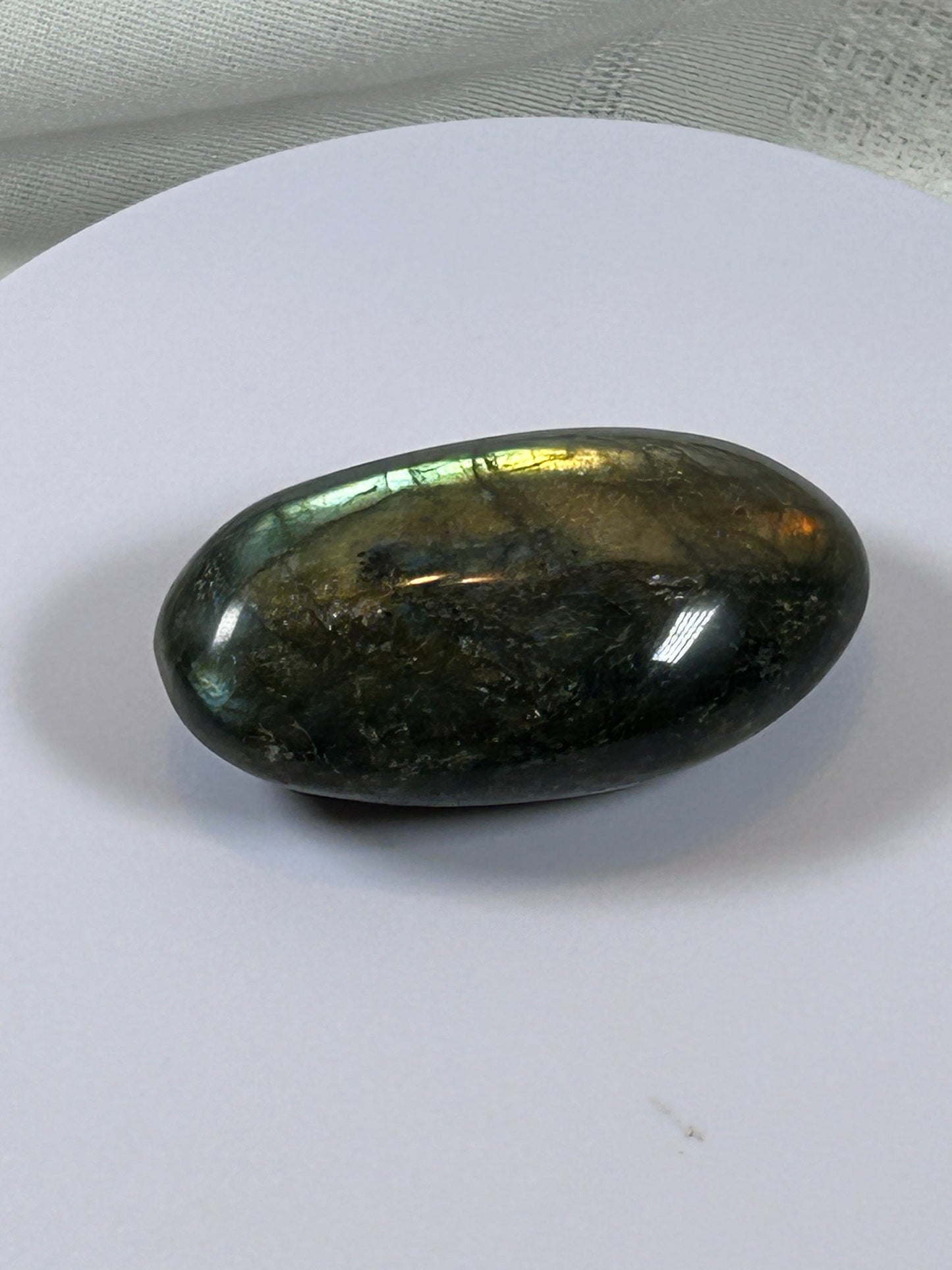 (#128) - LABRADORITE PALM STONE POLISHED - NEW