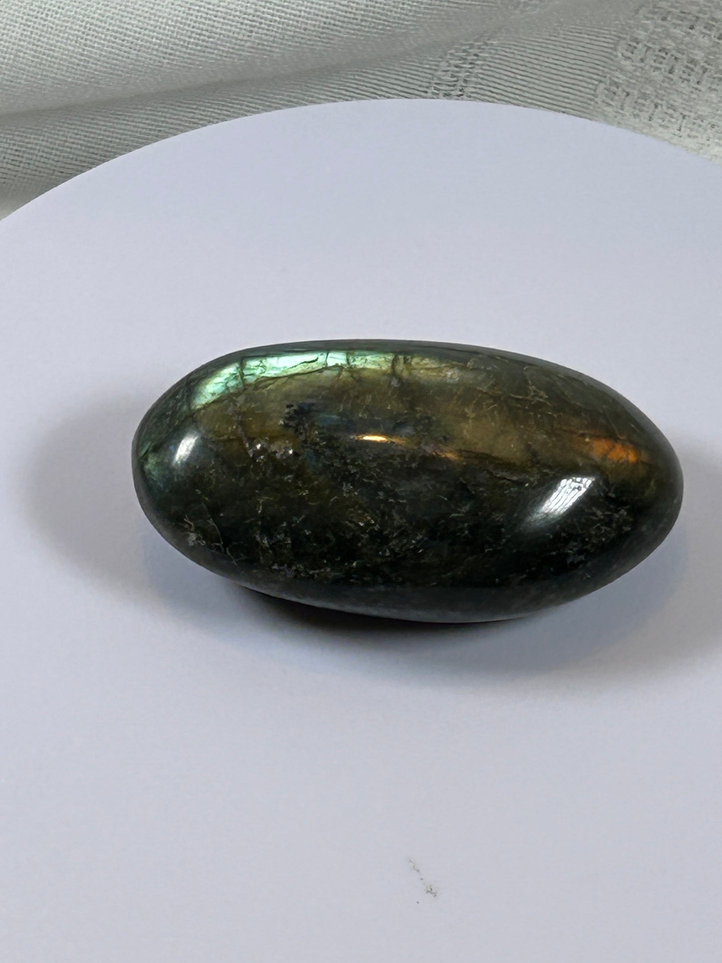 (#128) - LABRADORITE PALM STONE POLISHED - NEW