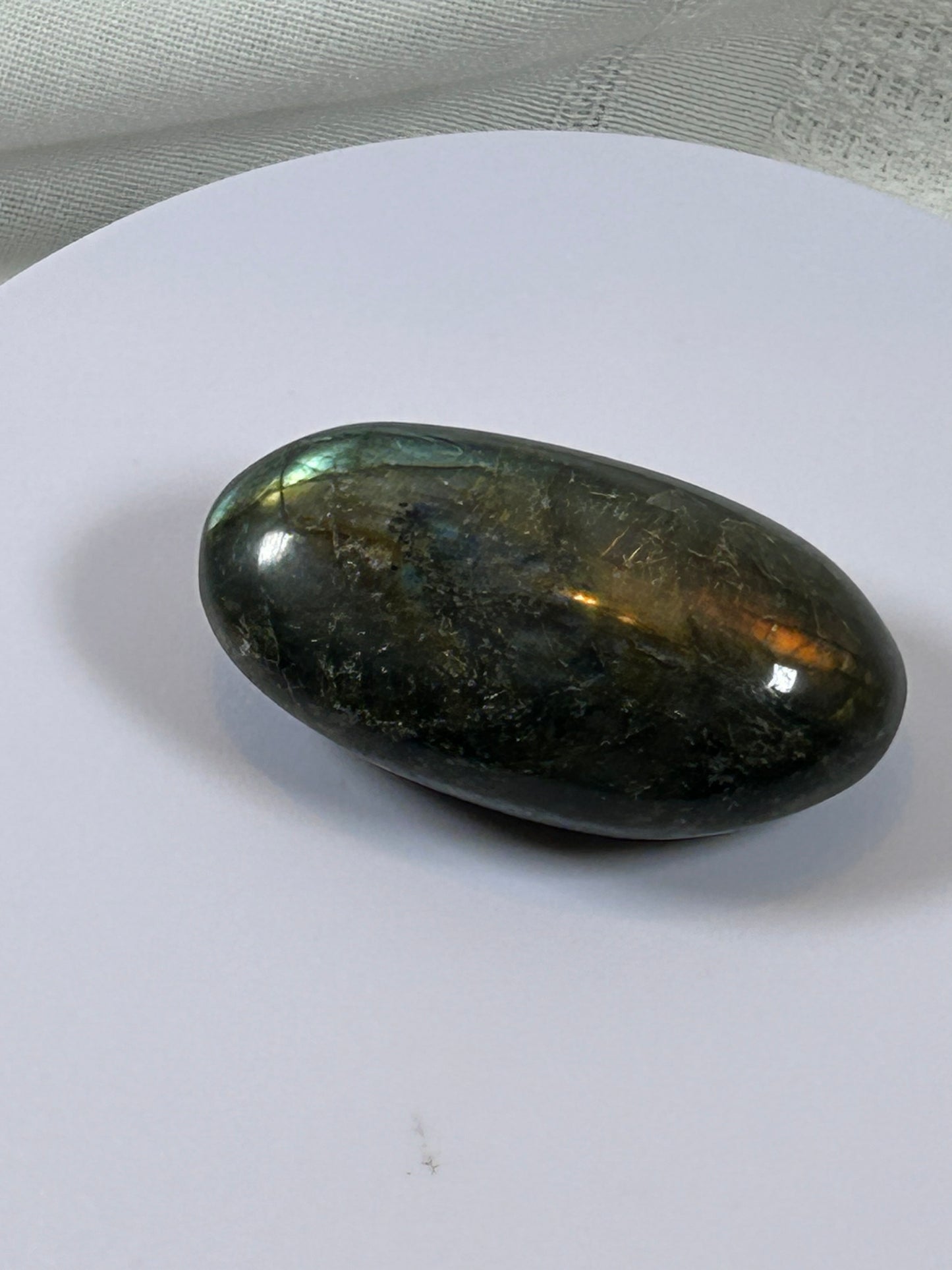 (#128) - LABRADORITE PALM STONE POLISHED - NEW