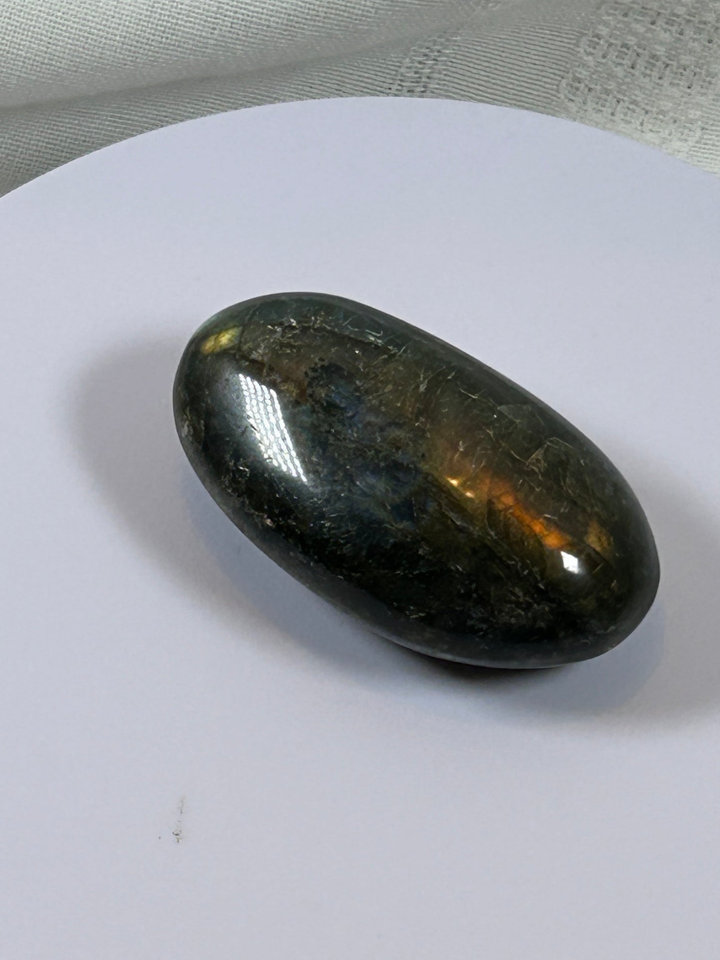 (#128) - LABRADORITE PALM STONE POLISHED - NEW