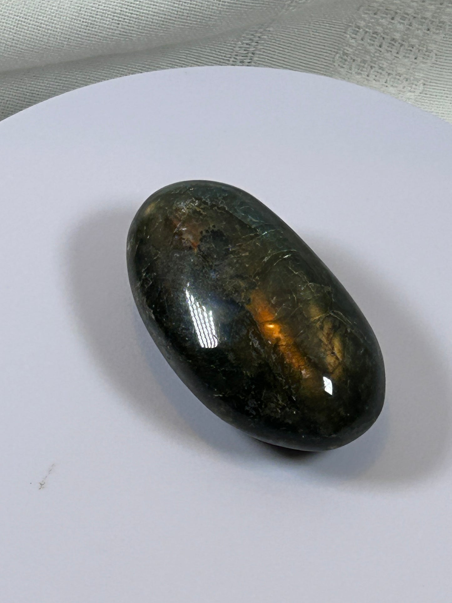 (#128) - LABRADORITE PALM STONE POLISHED - NEW