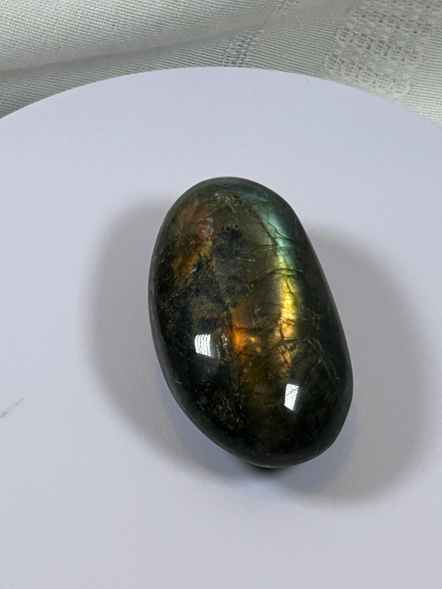 (#128) - LABRADORITE PALM STONE POLISHED - NEW