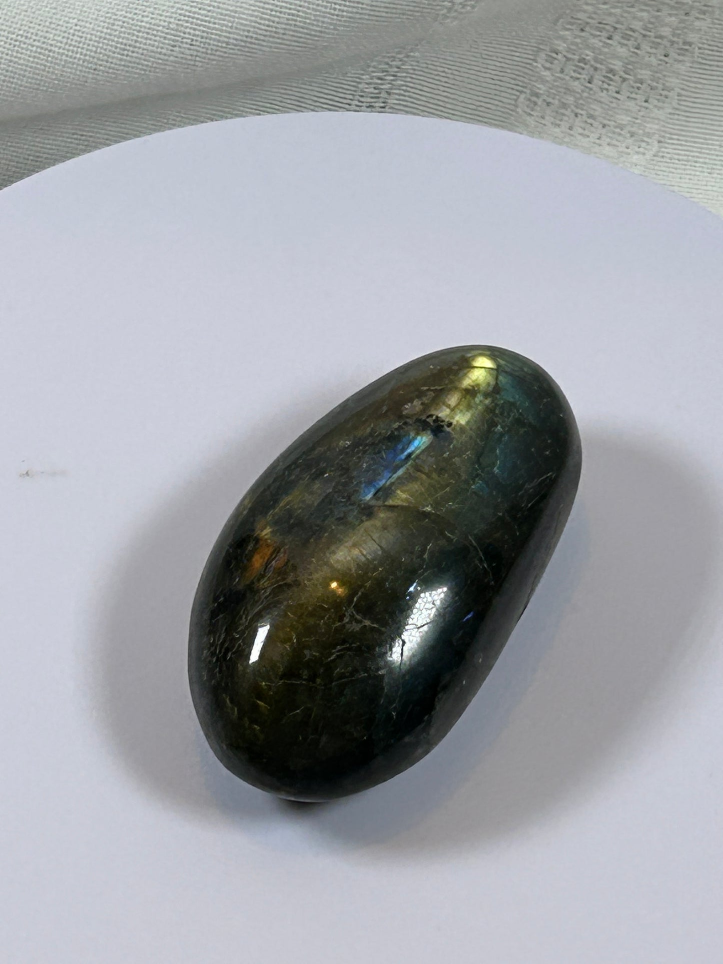(#128) - LABRADORITE PALM STONE POLISHED - NEW
