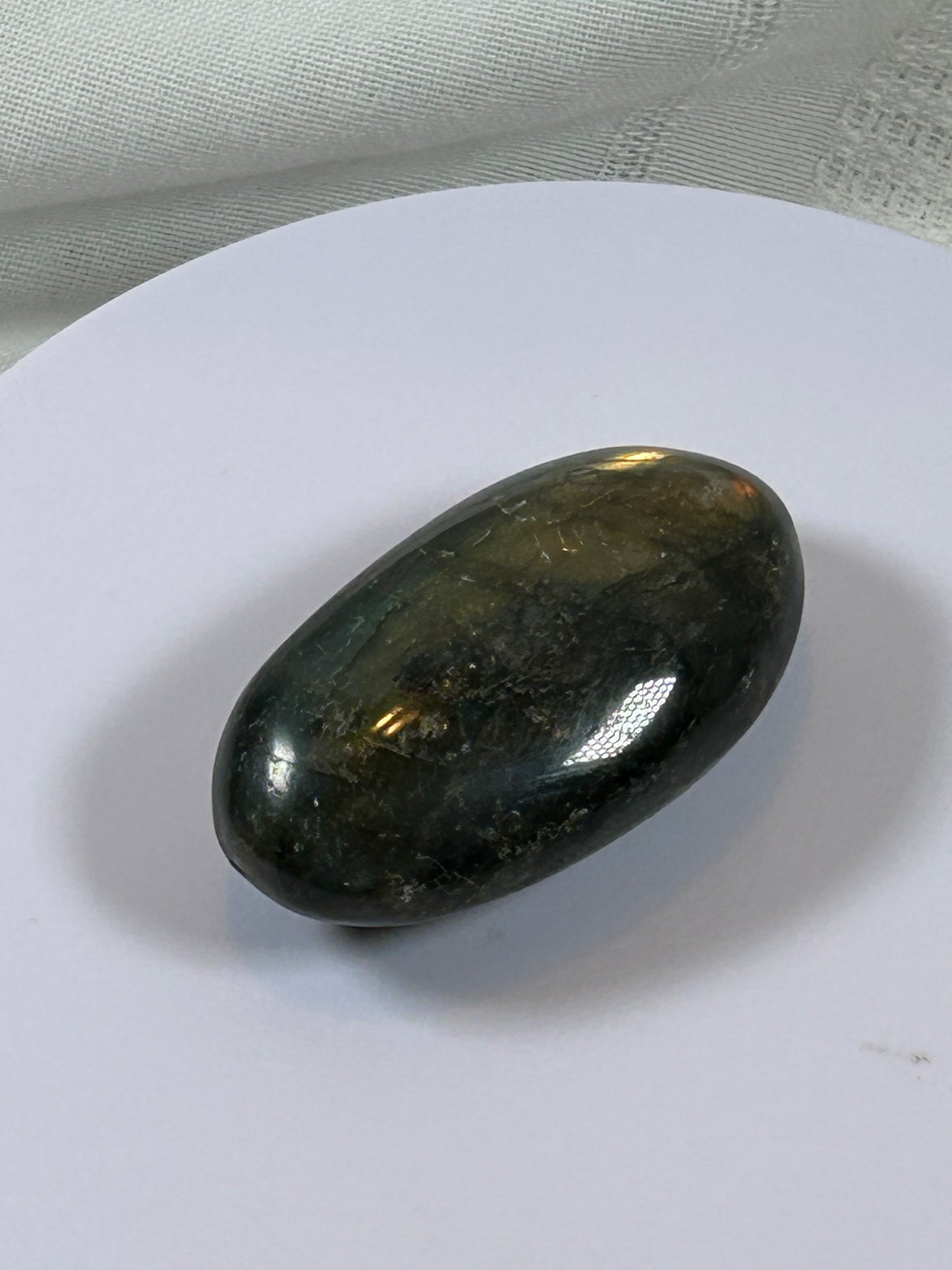 (#128) - LABRADORITE PALM STONE POLISHED - NEW