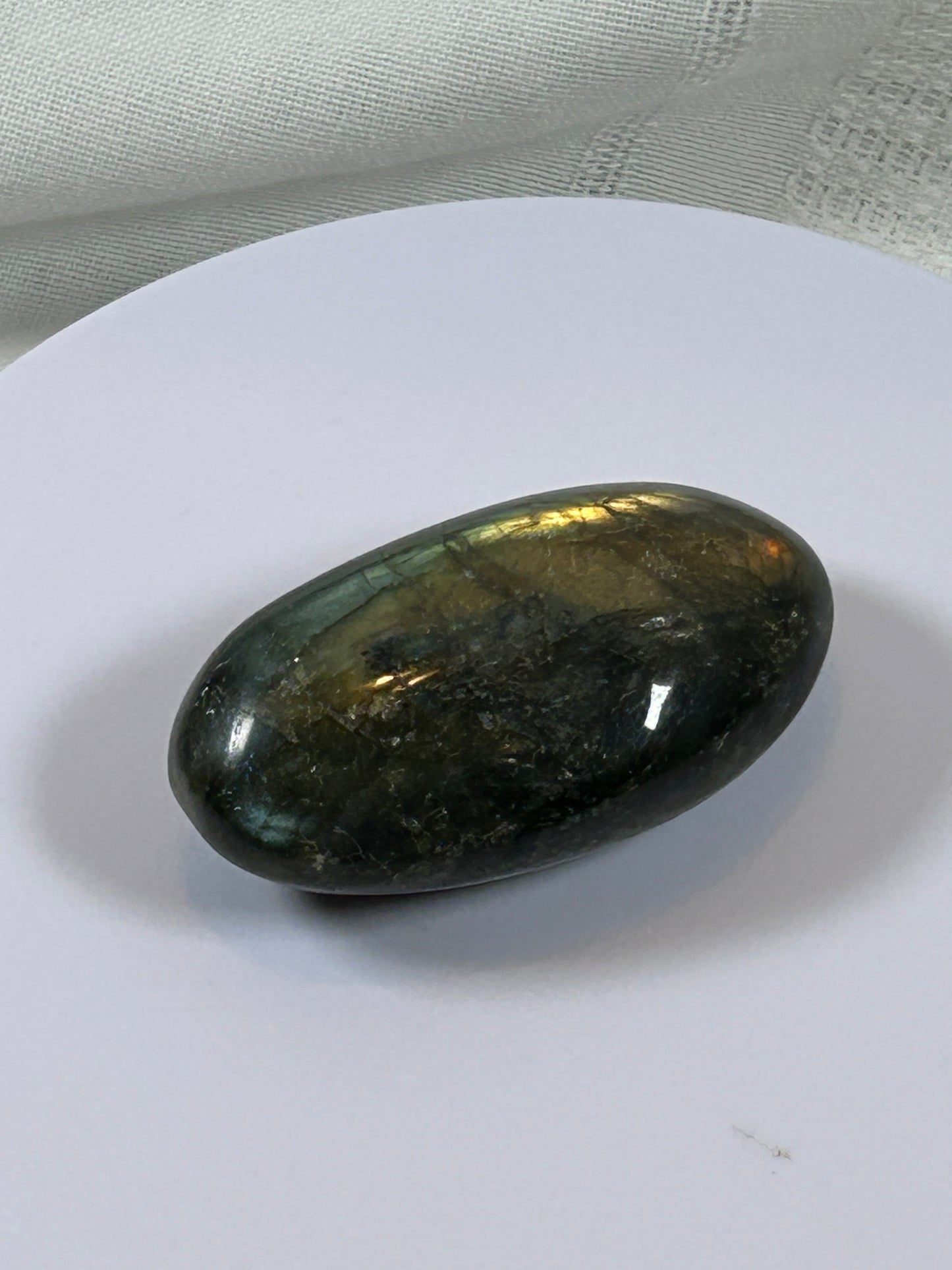 (#128) - LABRADORITE PALM STONE POLISHED - NEW
