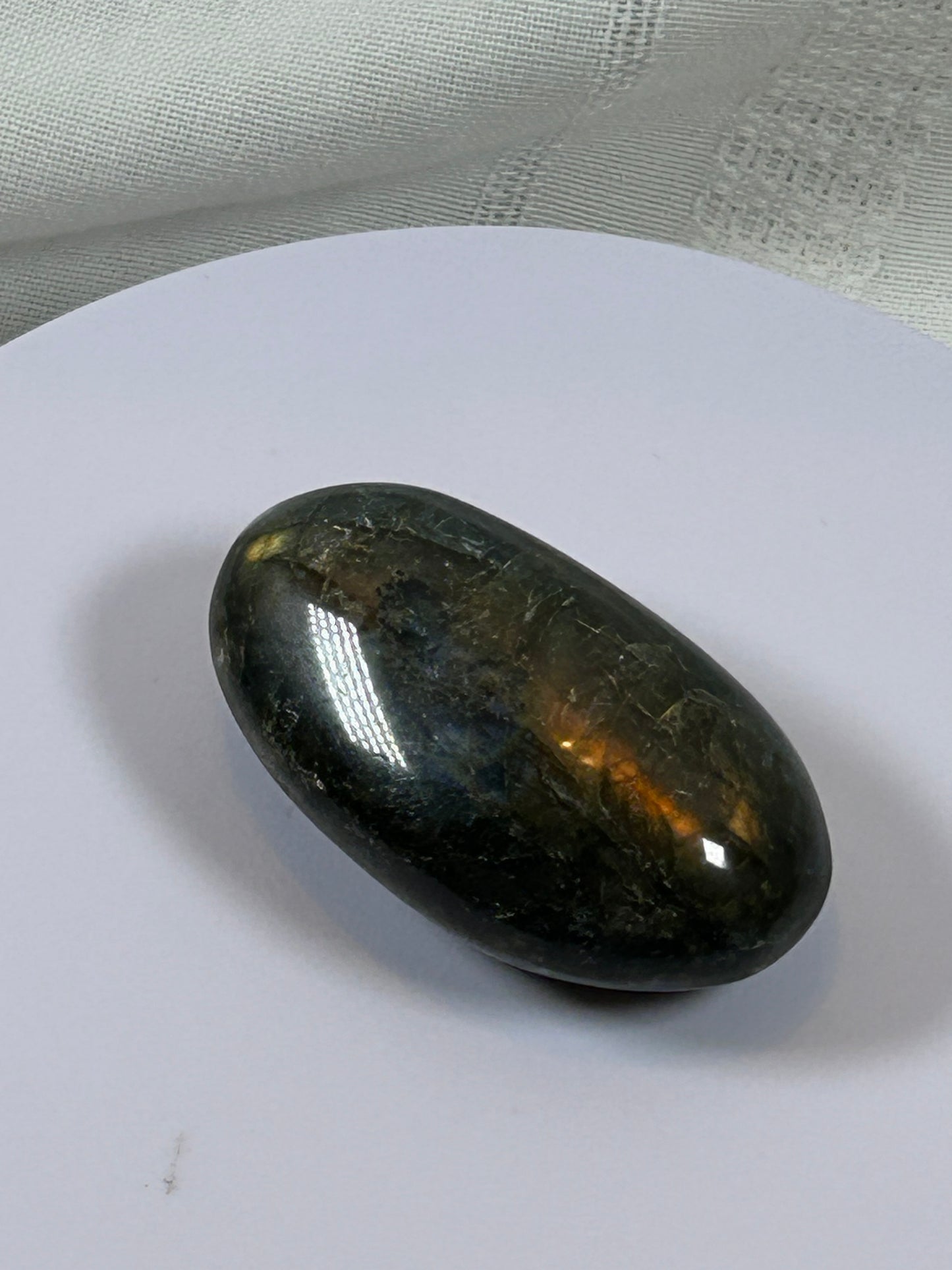(#128) - LABRADORITE PALM STONE POLISHED - NEW