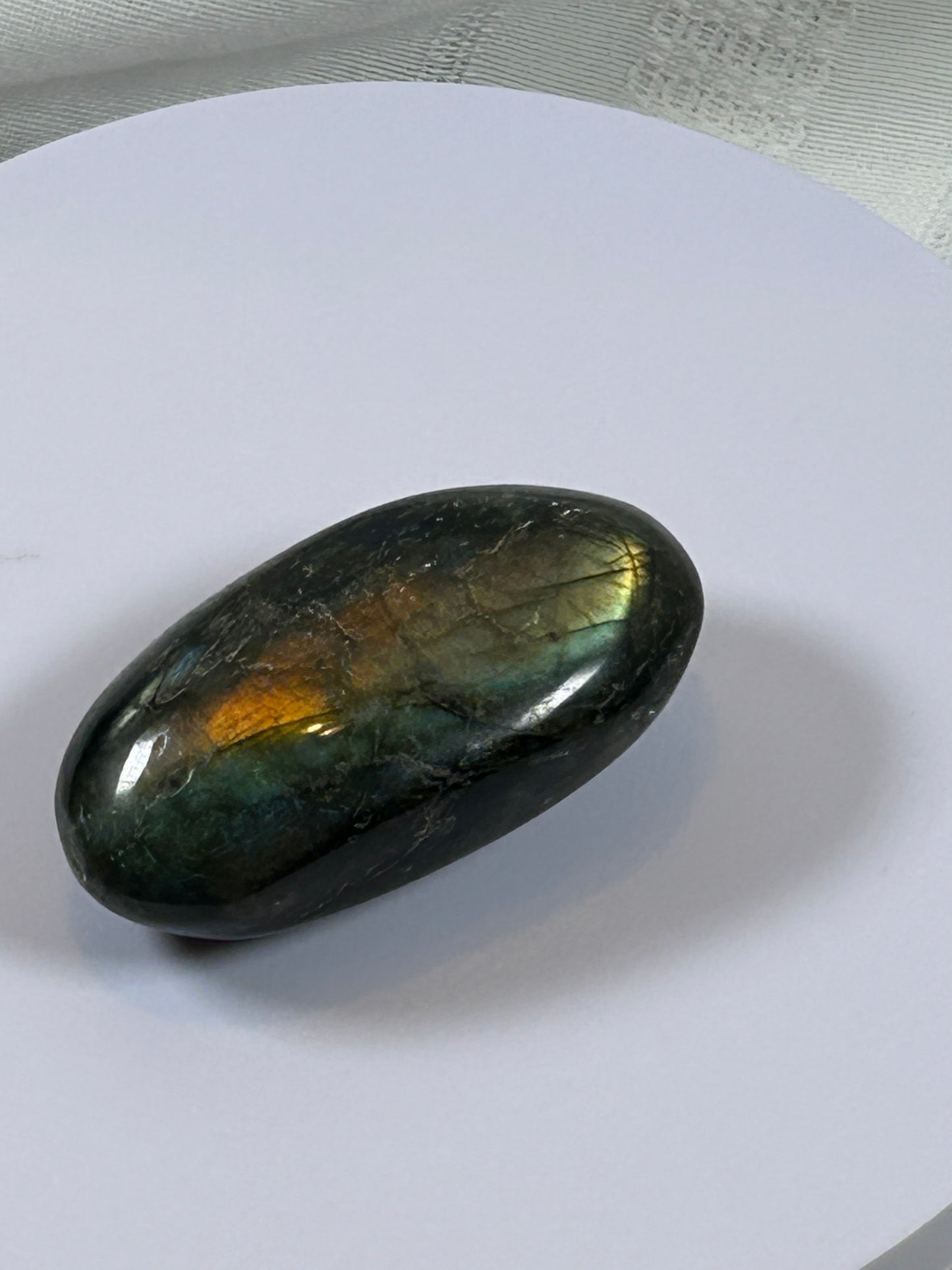 (#128) - LABRADORITE PALM STONE POLISHED - NEW
