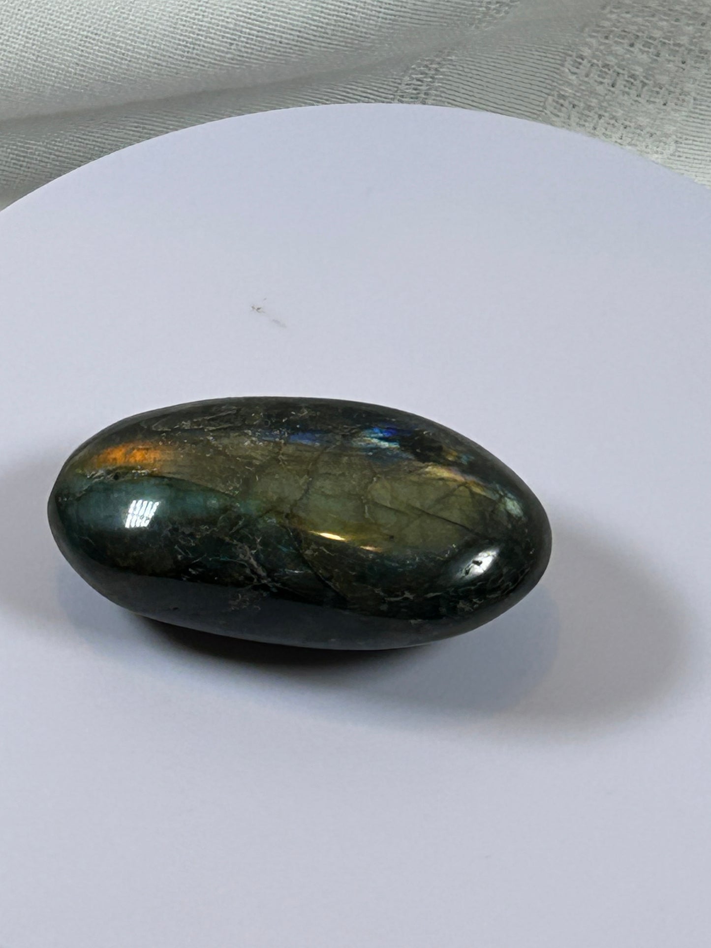 (#128) - LABRADORITE PALM STONE POLISHED - NEW