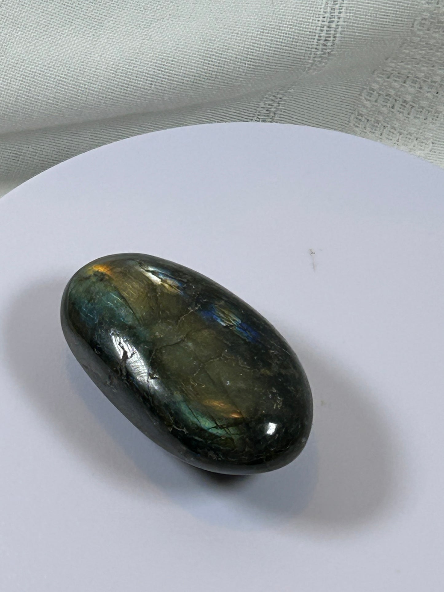 (#128) - LABRADORITE PALM STONE POLISHED - NEW