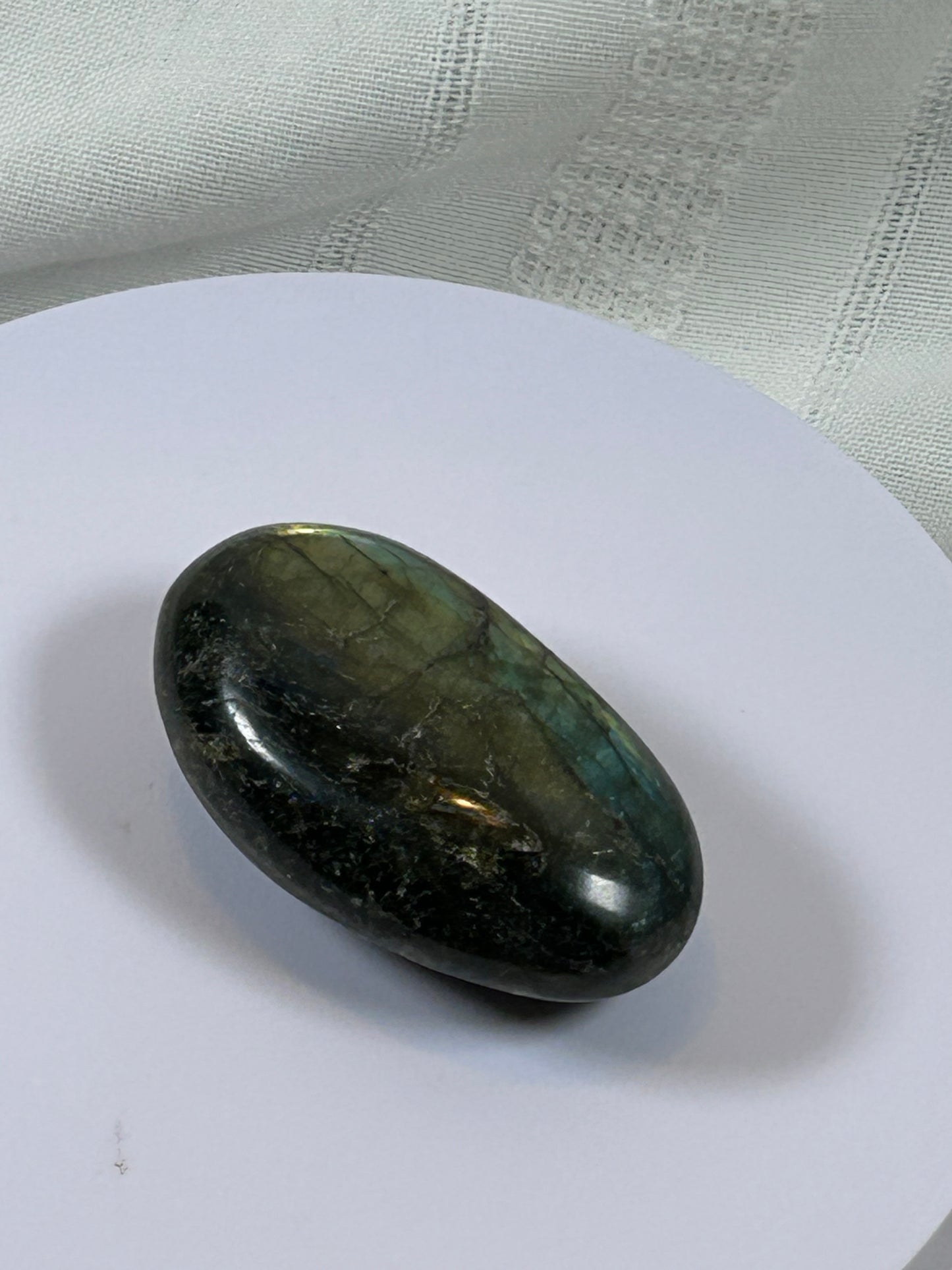 (#128) - LABRADORITE PALM STONE POLISHED - NEW