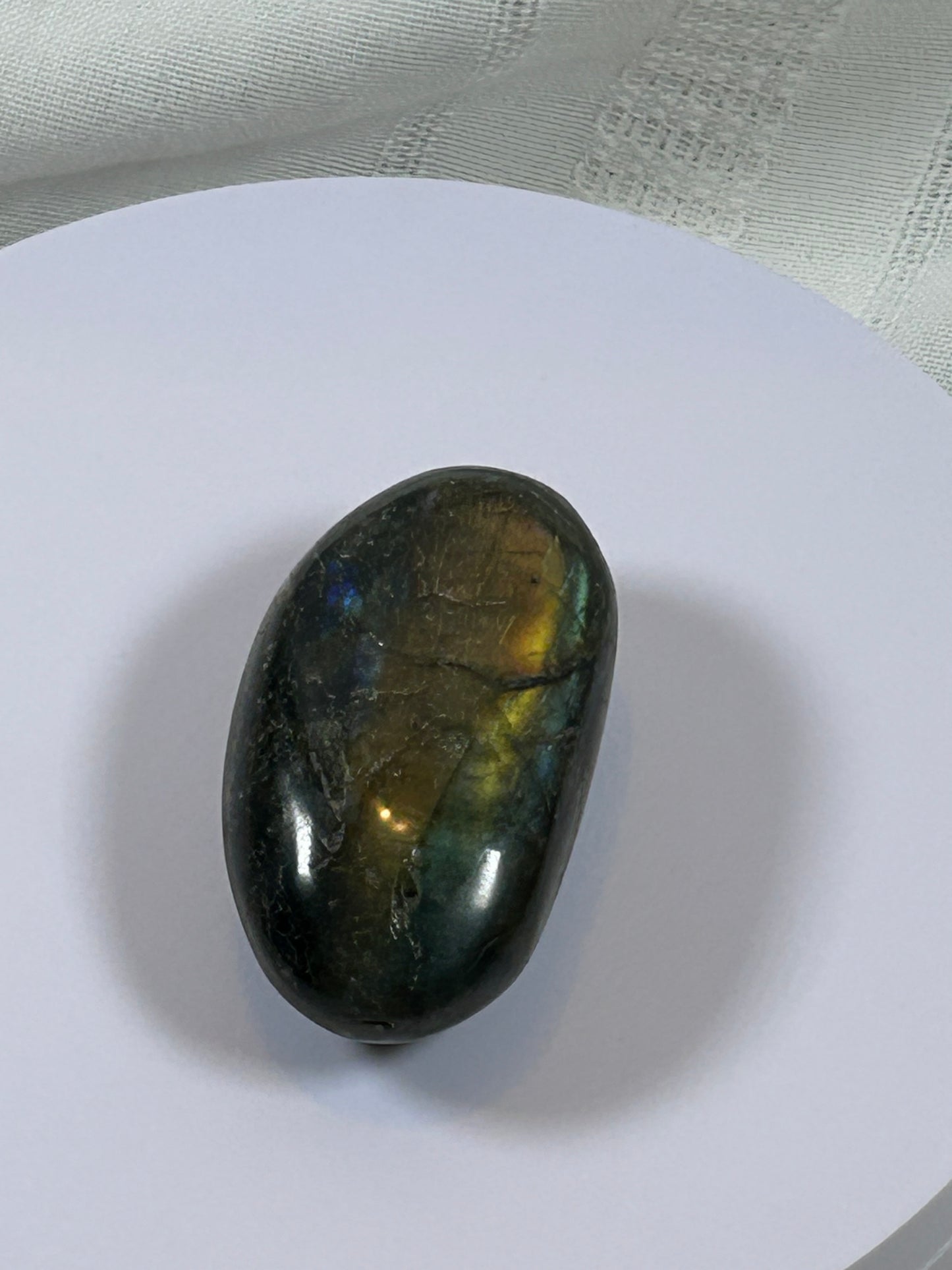 (#128) - LABRADORITE PALM STONE POLISHED - NEW