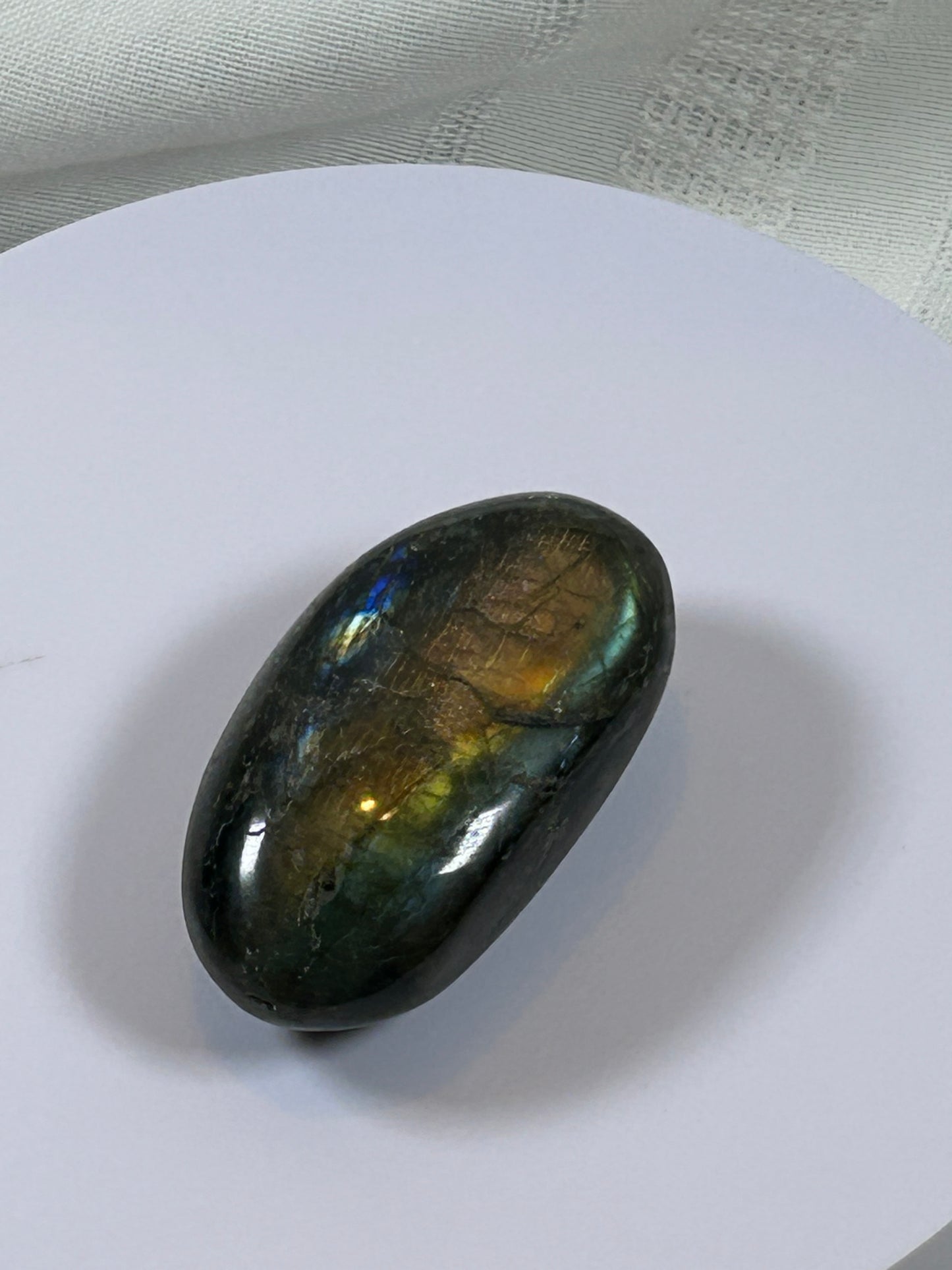 (#128) - LABRADORITE PALM STONE POLISHED - NEW