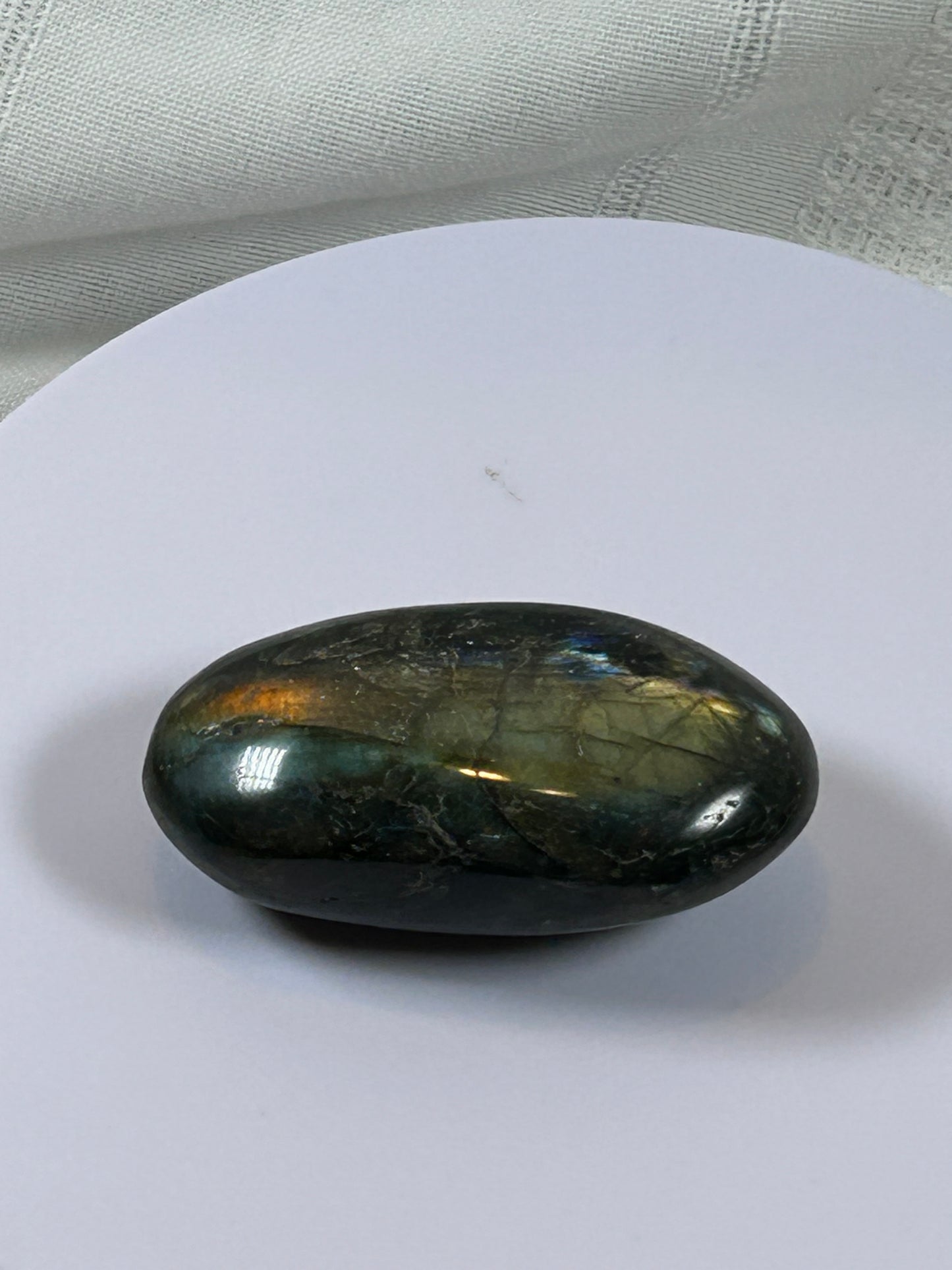 (#128) - LABRADORITE PALM STONE POLISHED - NEW