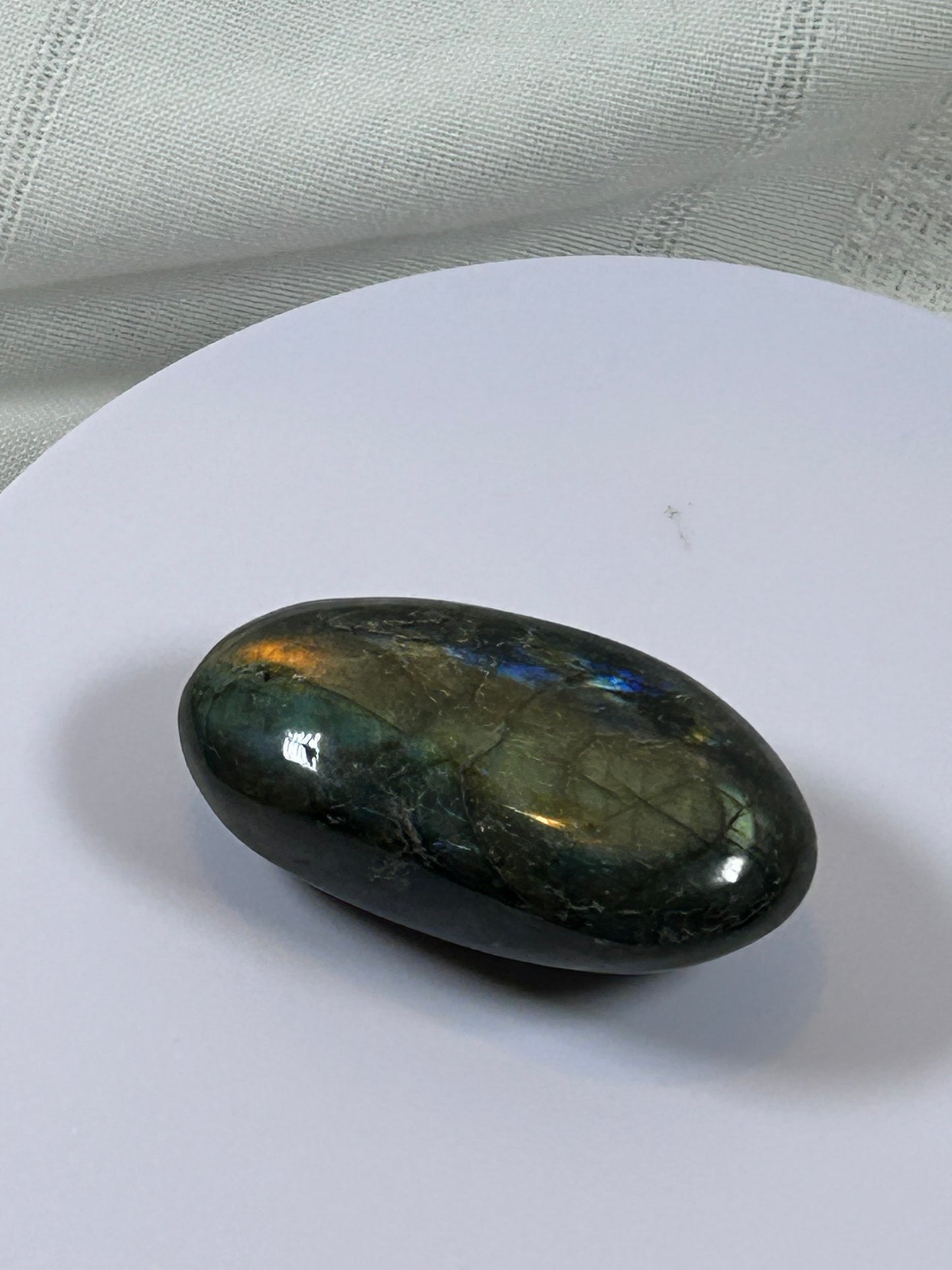 (#128) - LABRADORITE PALM STONE POLISHED - NEW