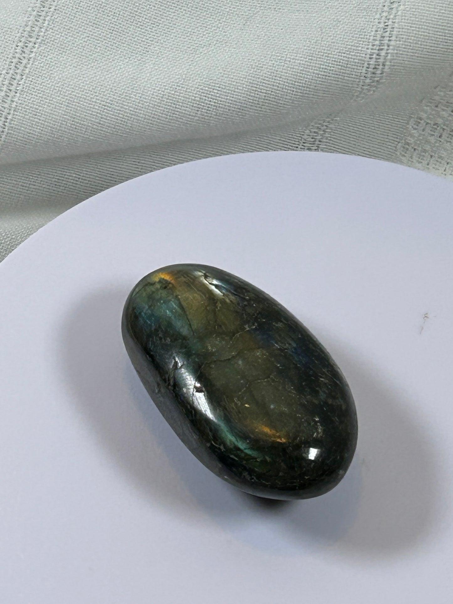 (#128) - LABRADORITE PALM STONE POLISHED - NEW