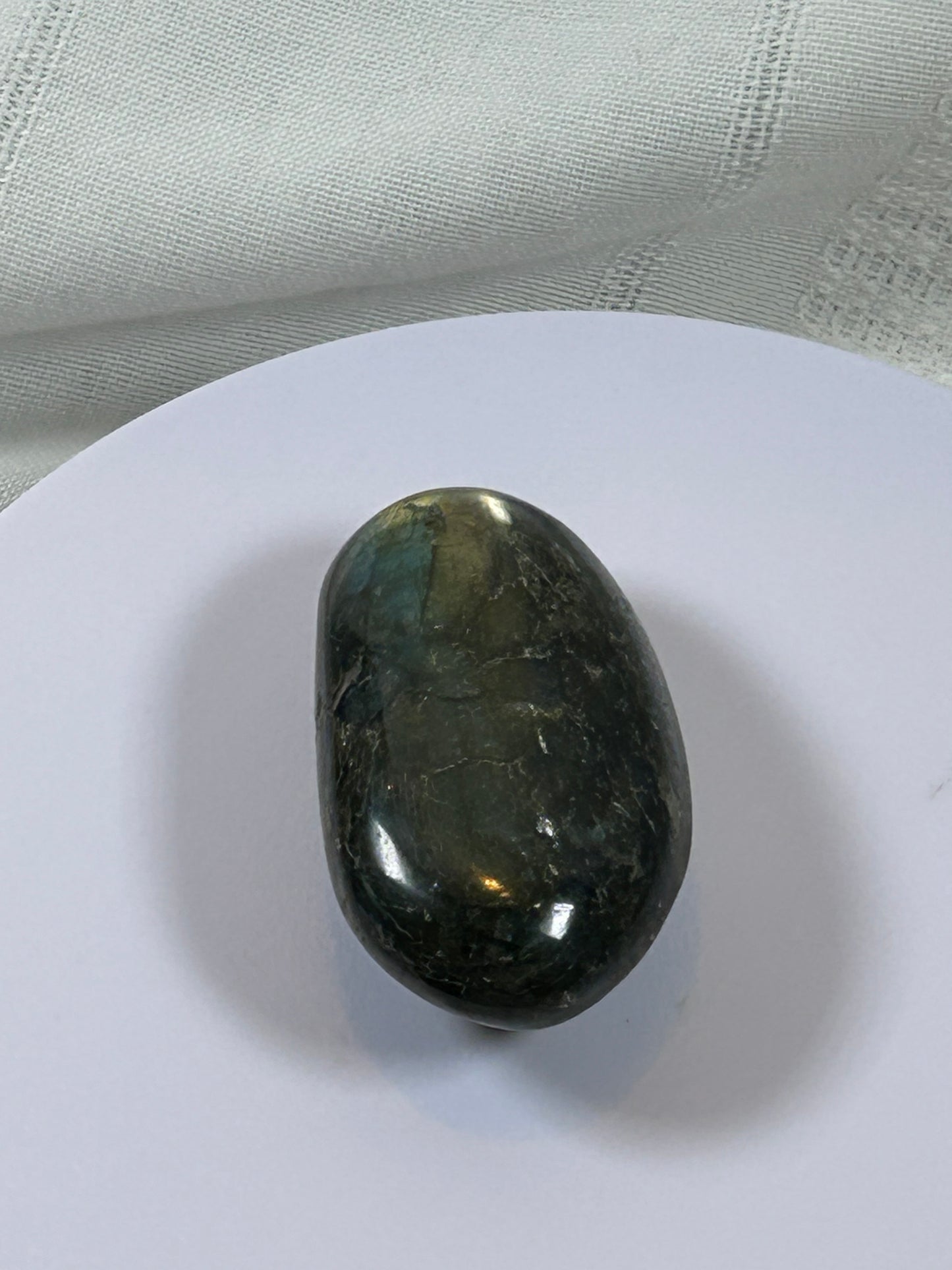 (#128) - LABRADORITE PALM STONE POLISHED - NEW
