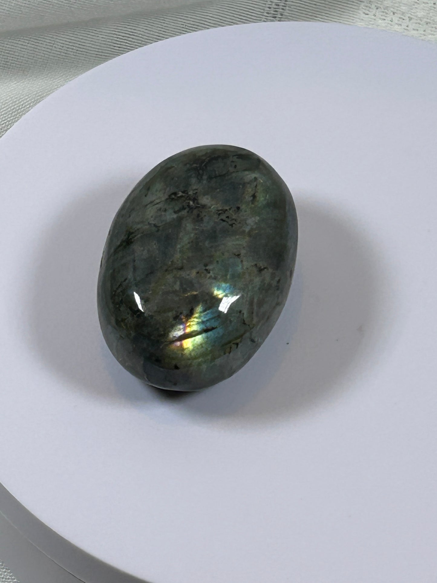(#135) - LABRADORITE PALM STONE POLISHED - NEW