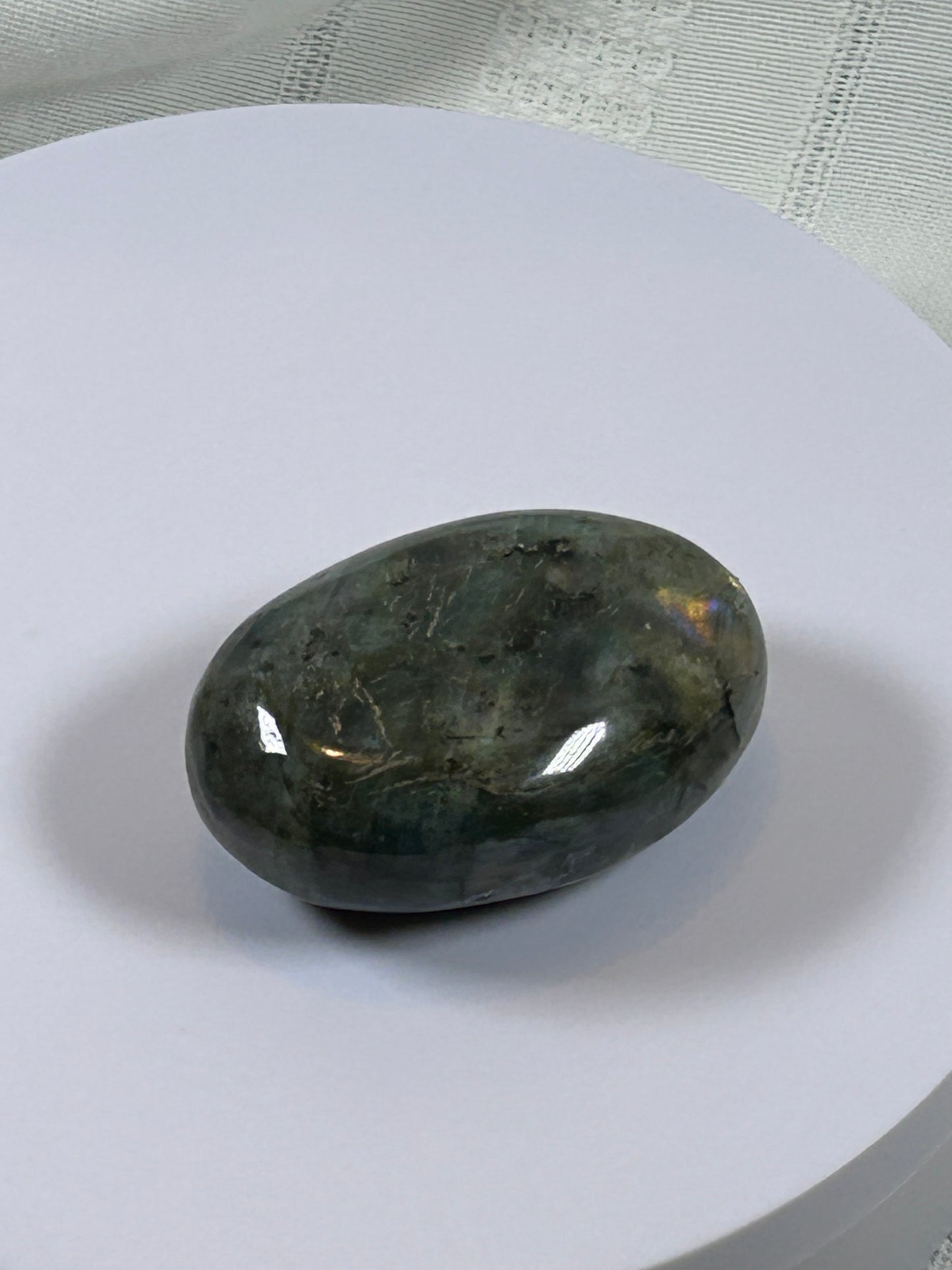 (#135) - LABRADORITE PALM STONE POLISHED - NEW