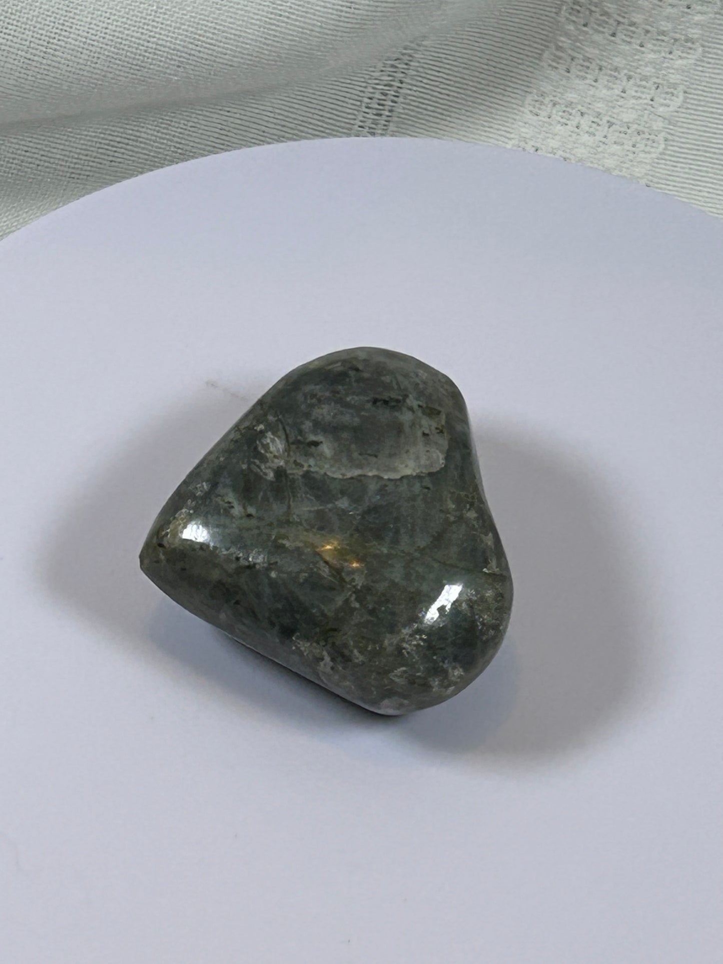 (#138) - LABRADORITE HEART STONE POLISHED - NEW