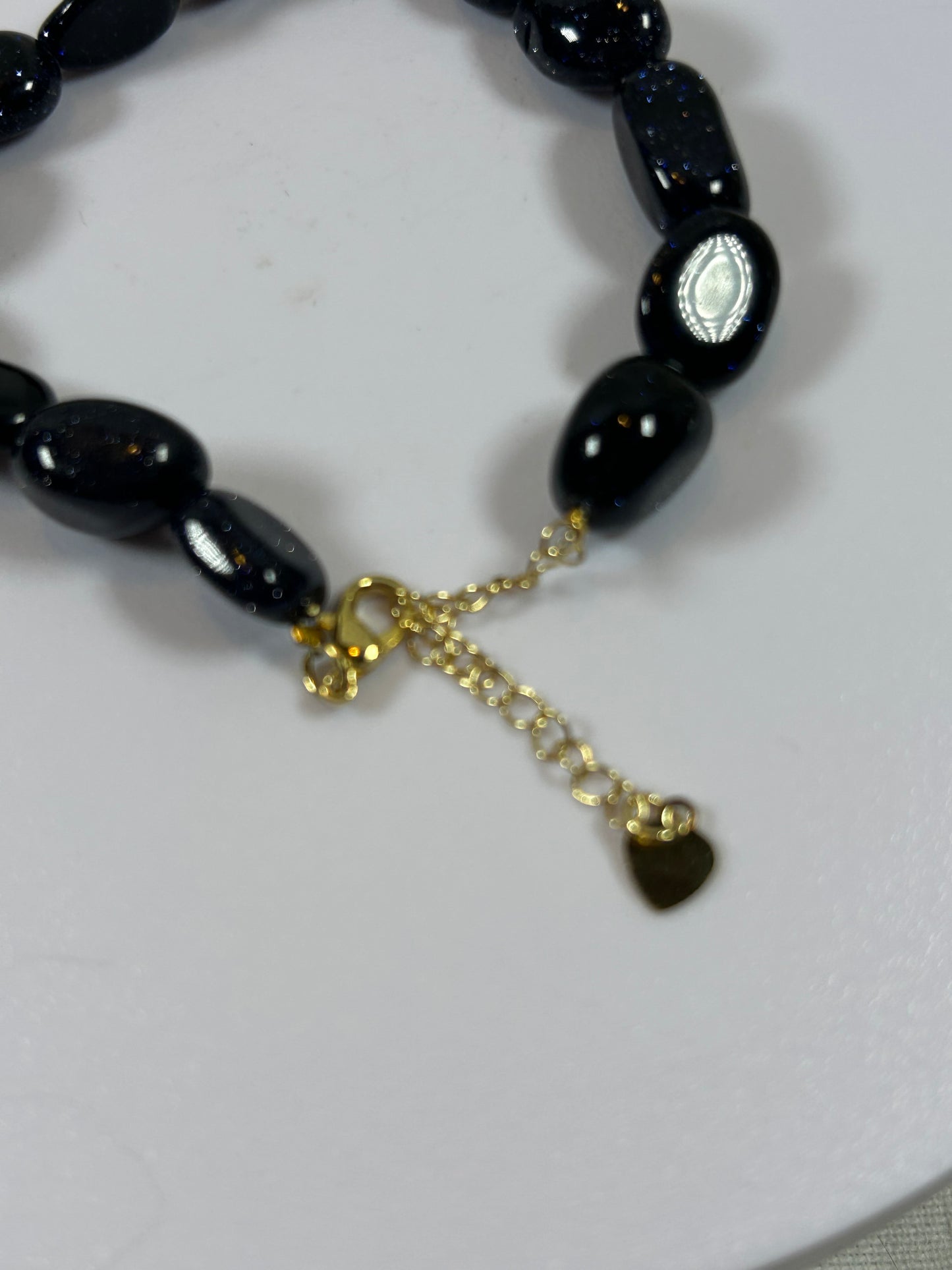 (#187) - BLACK GOLDSTONE CRYSTAL ADJUSTABLE BRACELET - NEW