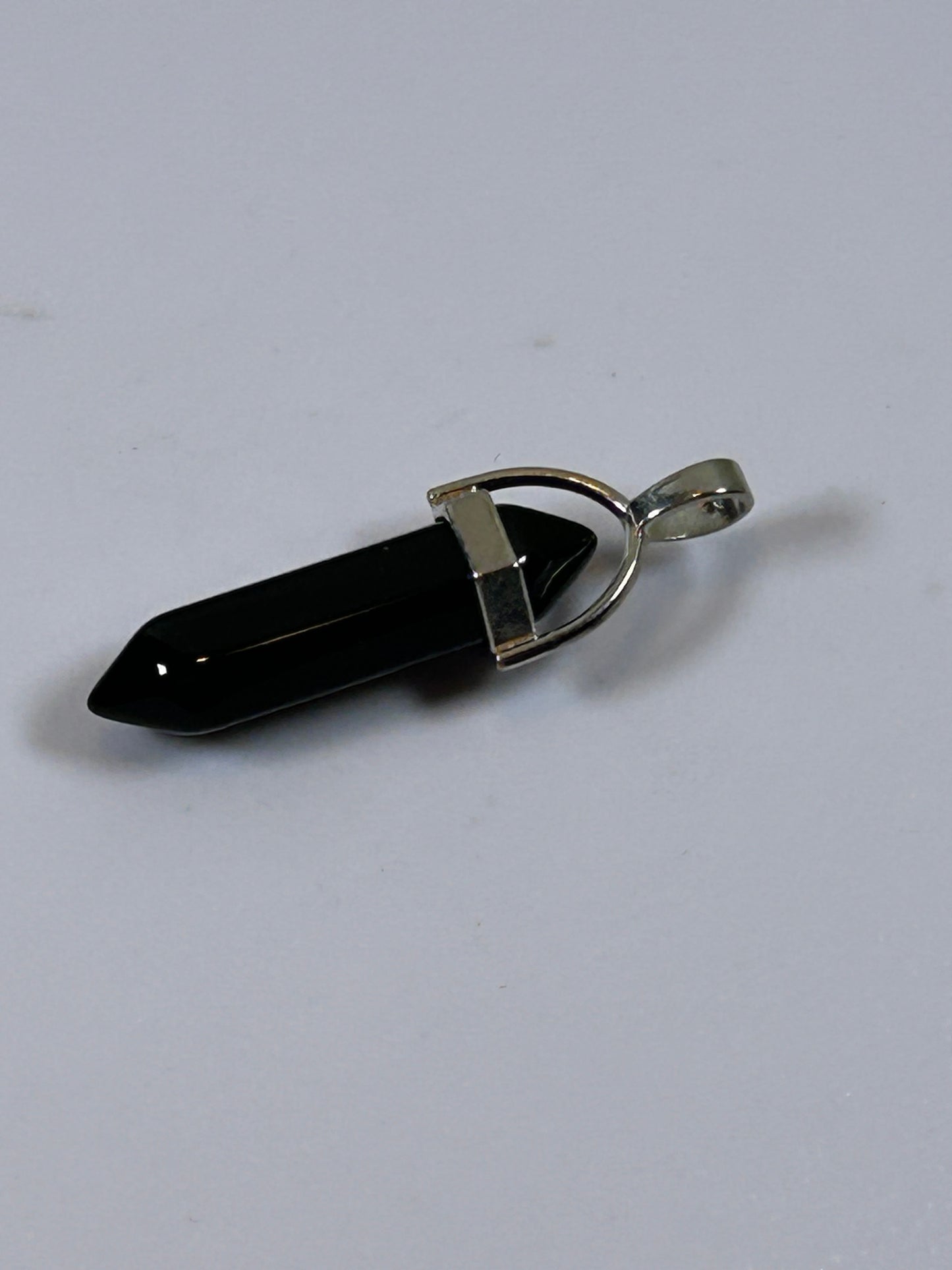 (#205) - OBSIDIAN CRYSTAL DOUBLE POINT PENDANT - NEW