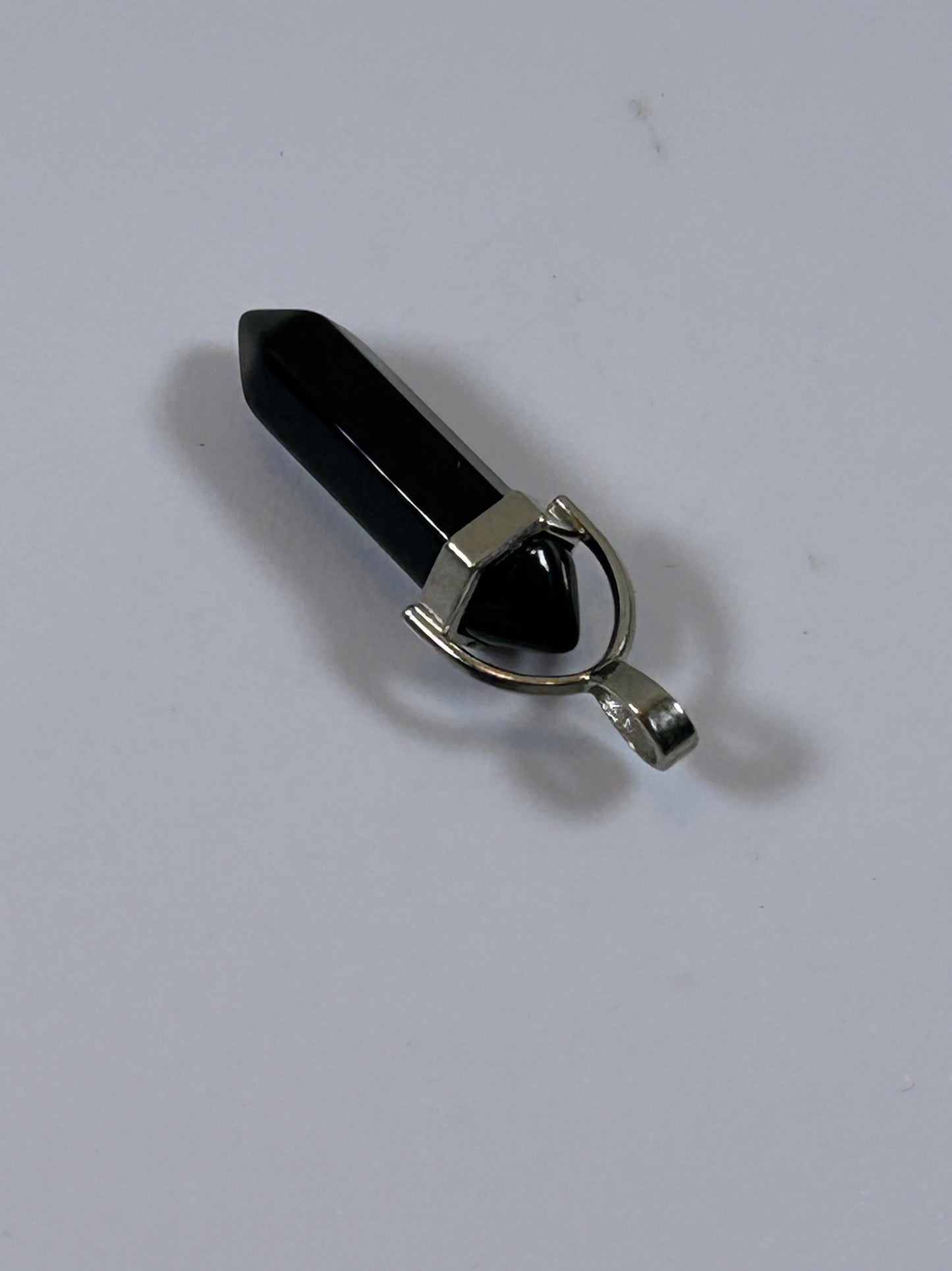 (#205) - OBSIDIAN CRYSTAL DOUBLE POINT PENDANT - NEW