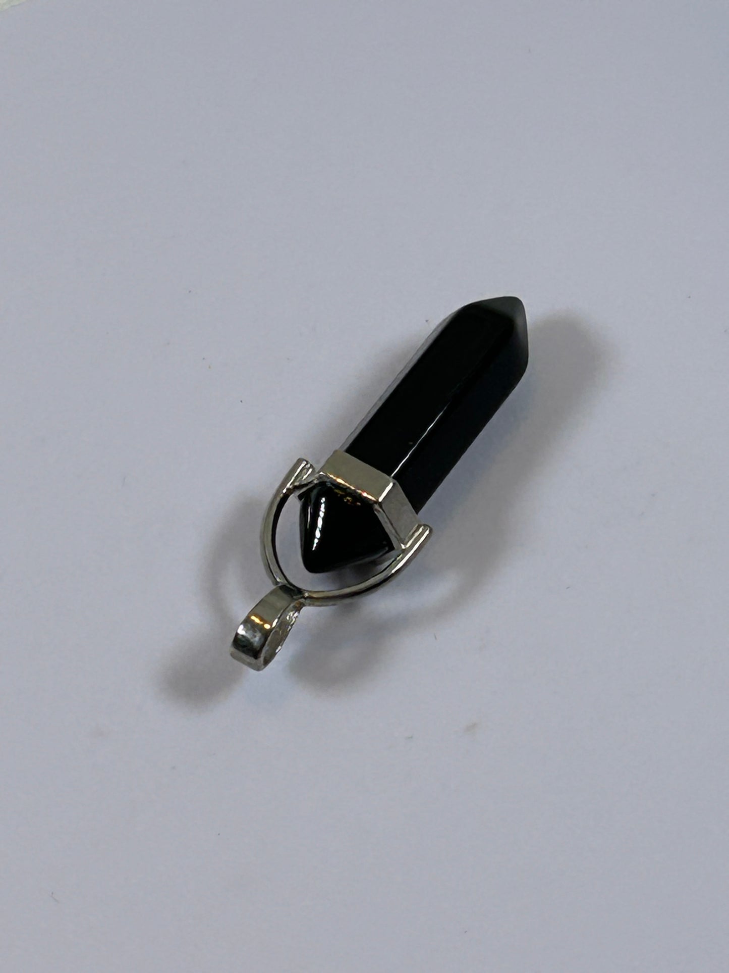 (#205) - OBSIDIAN CRYSTAL DOUBLE POINT PENDANT - NEW