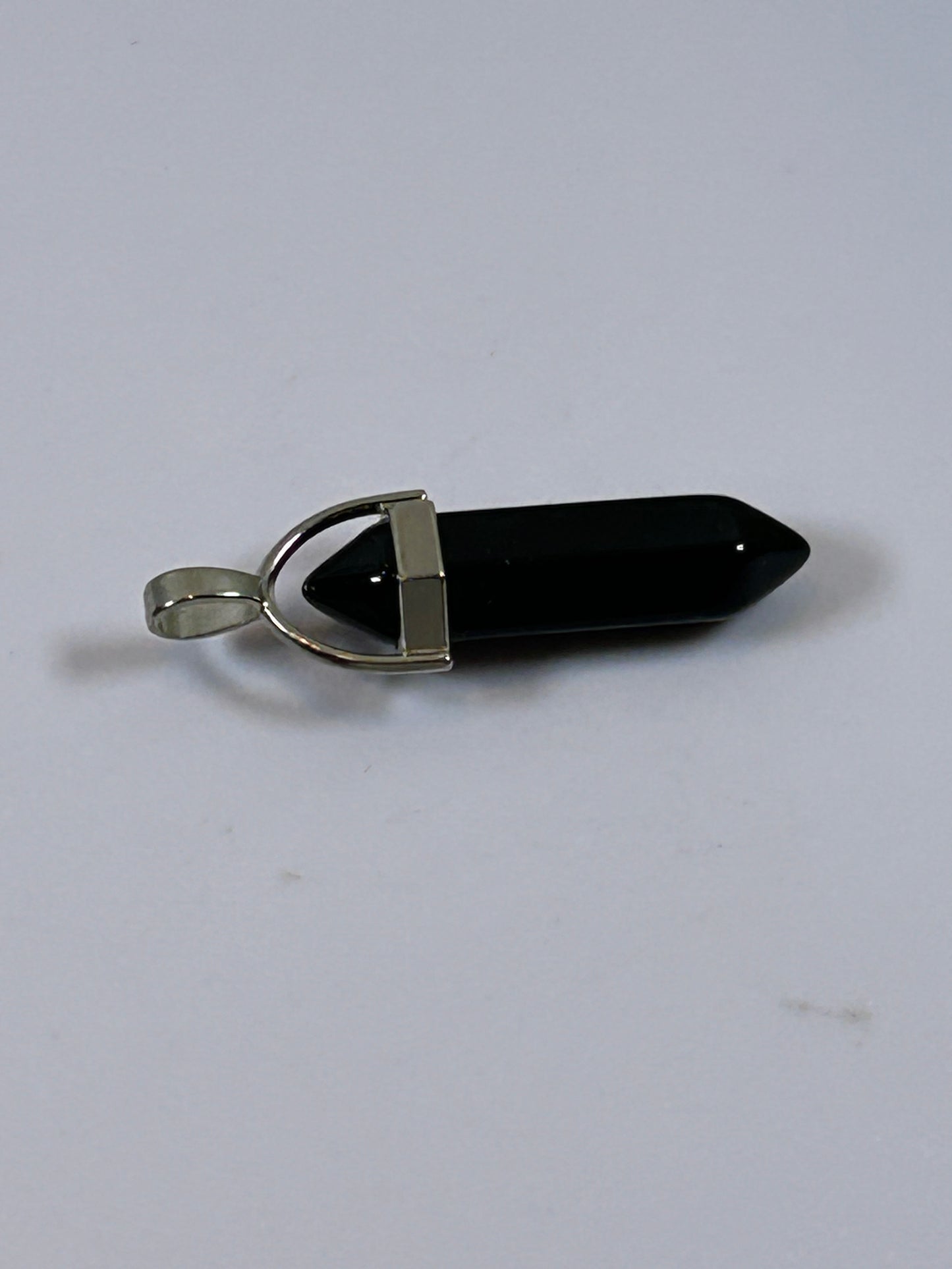 (#205) - OBSIDIAN CRYSTAL DOUBLE POINT PENDANT - NEW