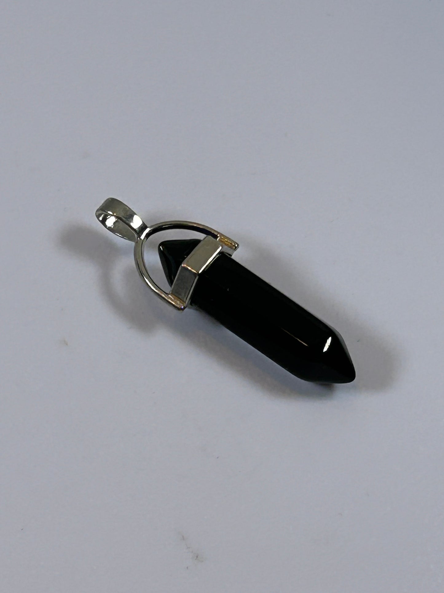 (#205) - OBSIDIAN CRYSTAL DOUBLE POINT PENDANT - NEW