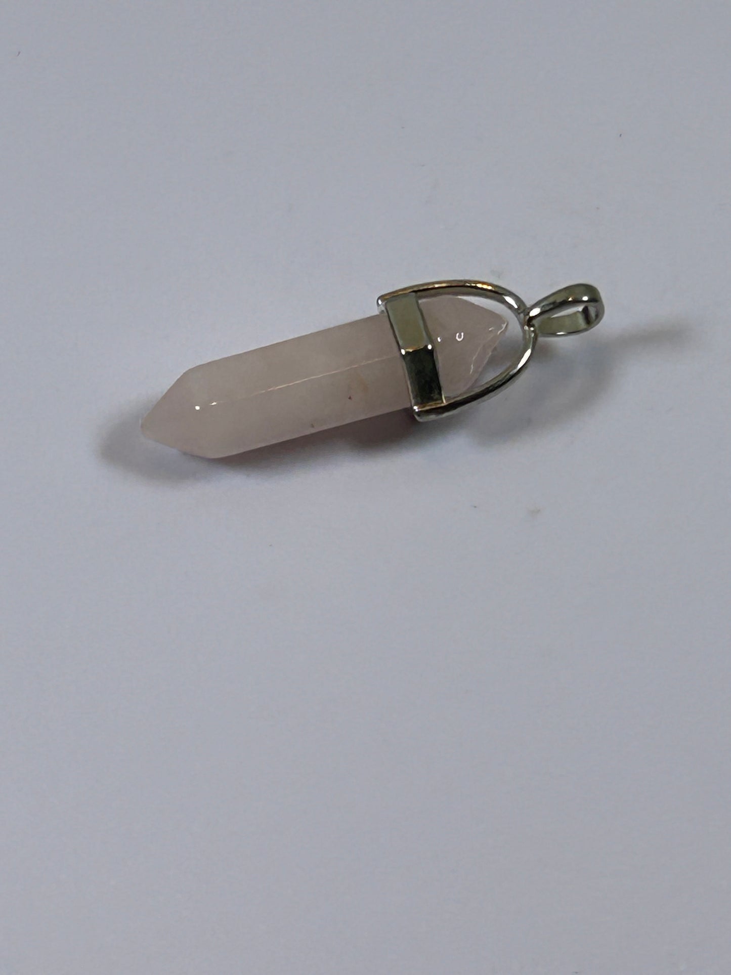 (#208) - ROSE QUARTZ DOUBLE POINT PENDANT - NEW