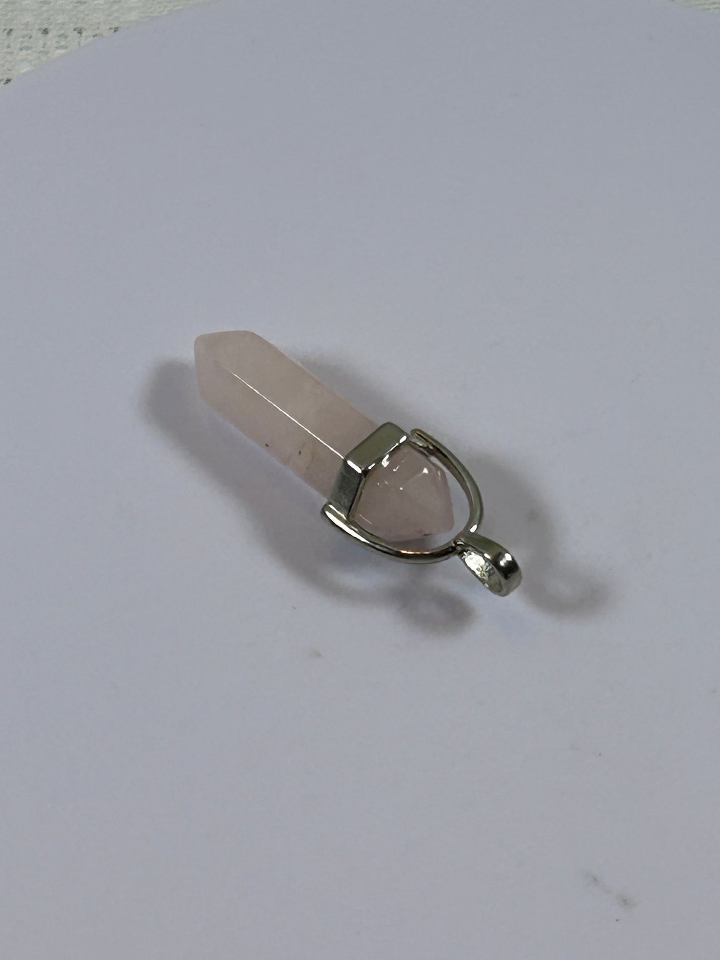 (#208) - ROSE QUARTZ DOUBLE POINT PENDANT - NEW