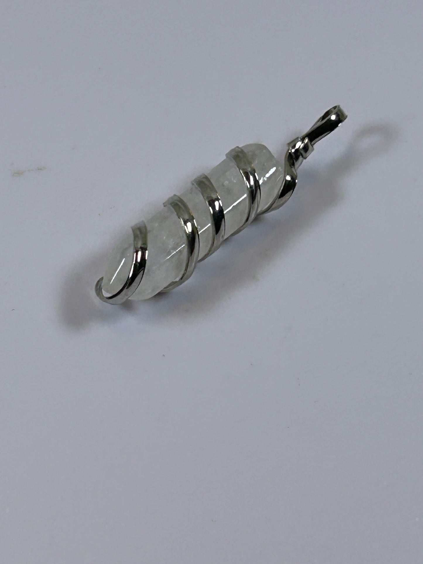 (#209) - CLEAR QUARTZ SINGLE POINT CRYSTAL WRAPPED PENDANT - NEW