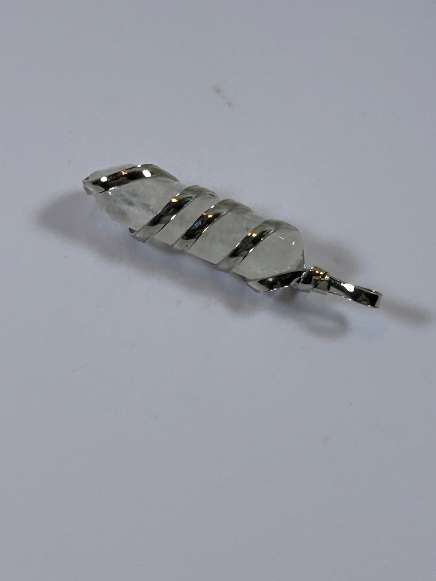 (#209) - CLEAR QUARTZ SINGLE POINT CRYSTAL WRAPPED PENDANT - NEW