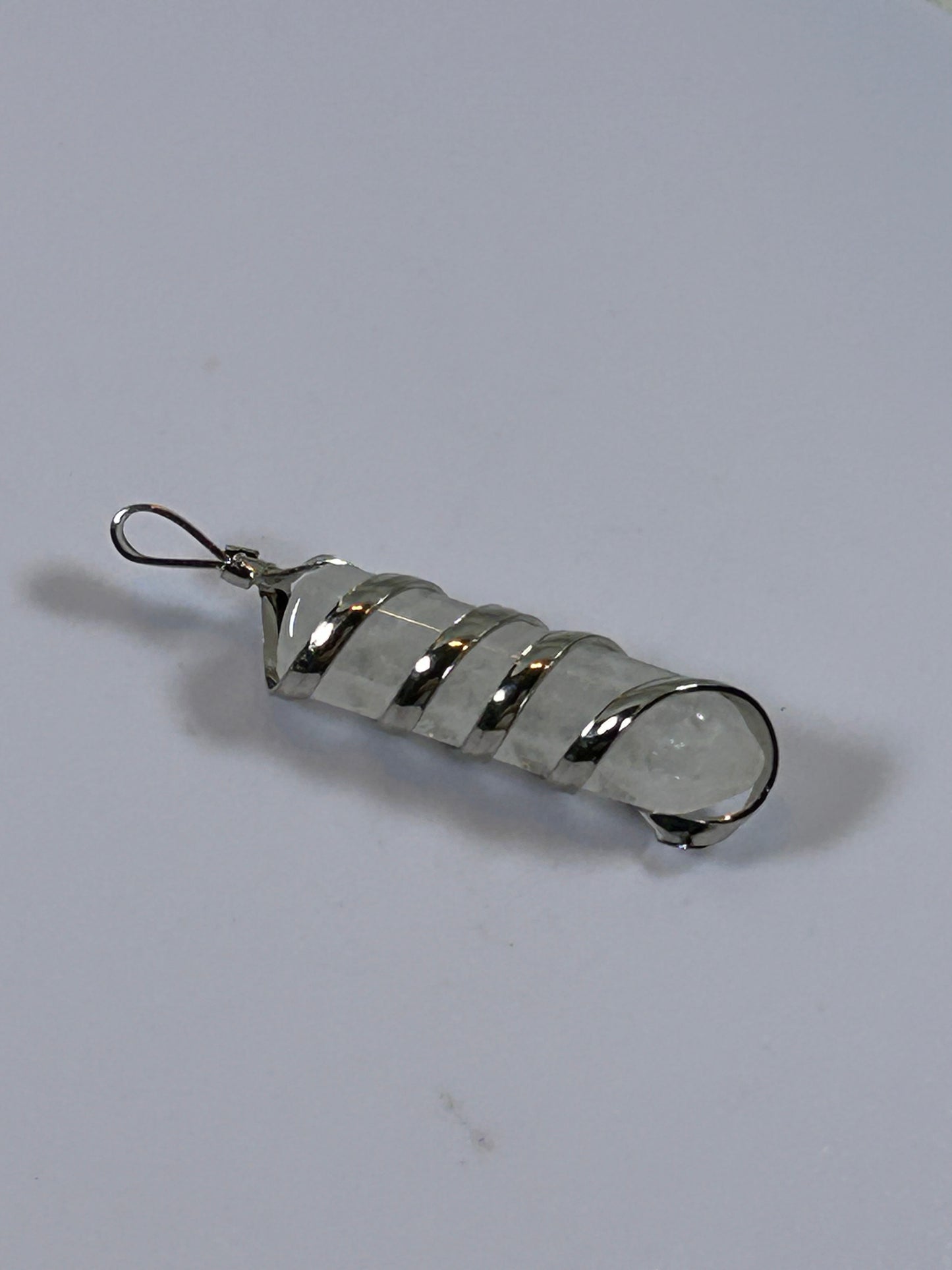 (#209) - CLEAR QUARTZ SINGLE POINT CRYSTAL WRAPPED PENDANT - NEW