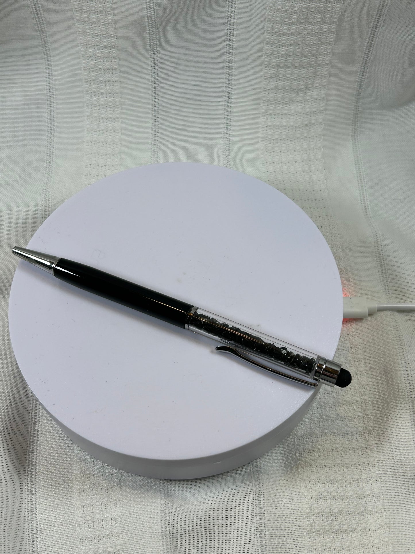(#223) - BLACK OBSIDIAN CRYSTAL CHIP PEN - NEW