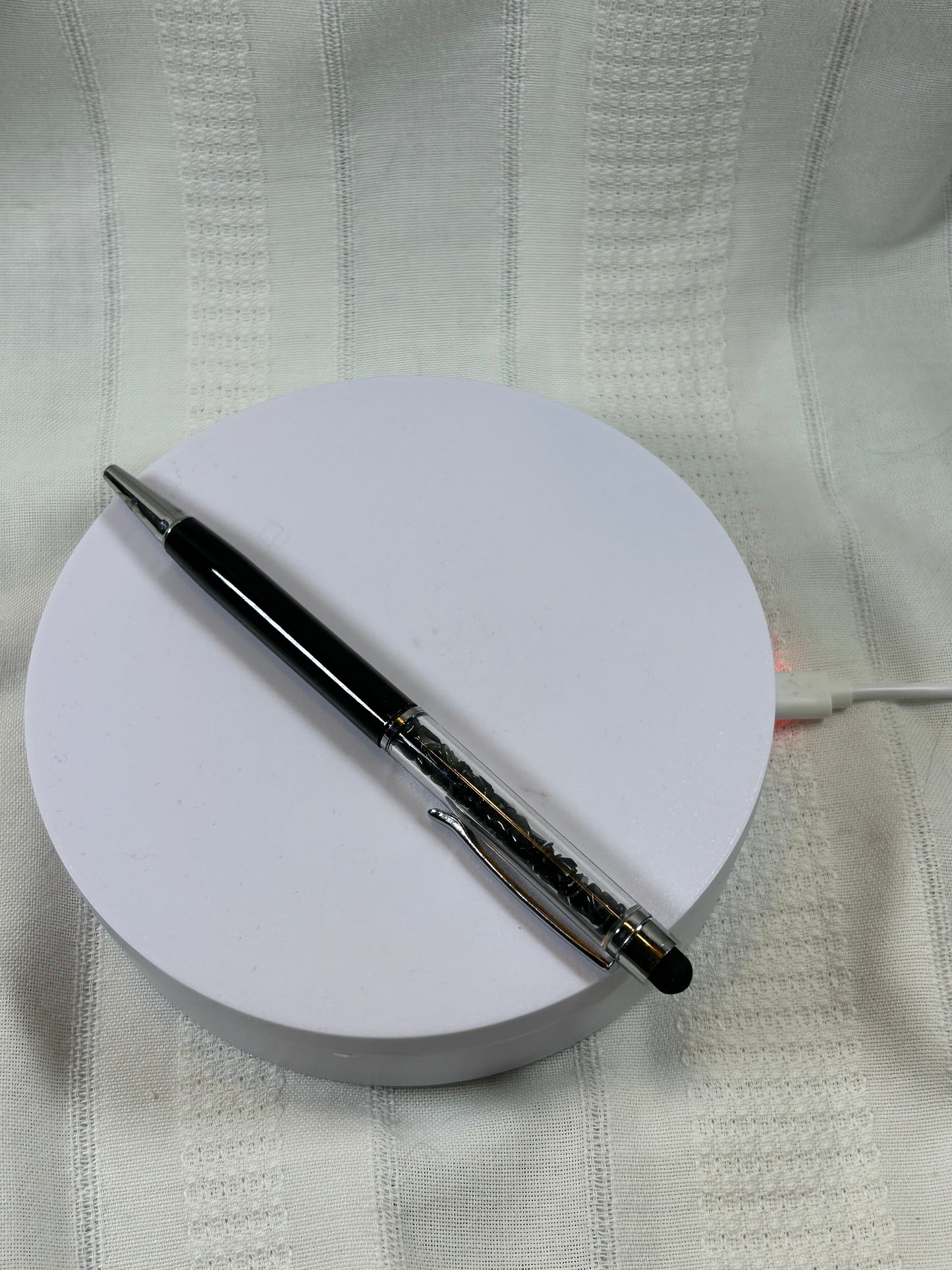 (#223) - BLACK OBSIDIAN CRYSTAL CHIP PEN - NEW