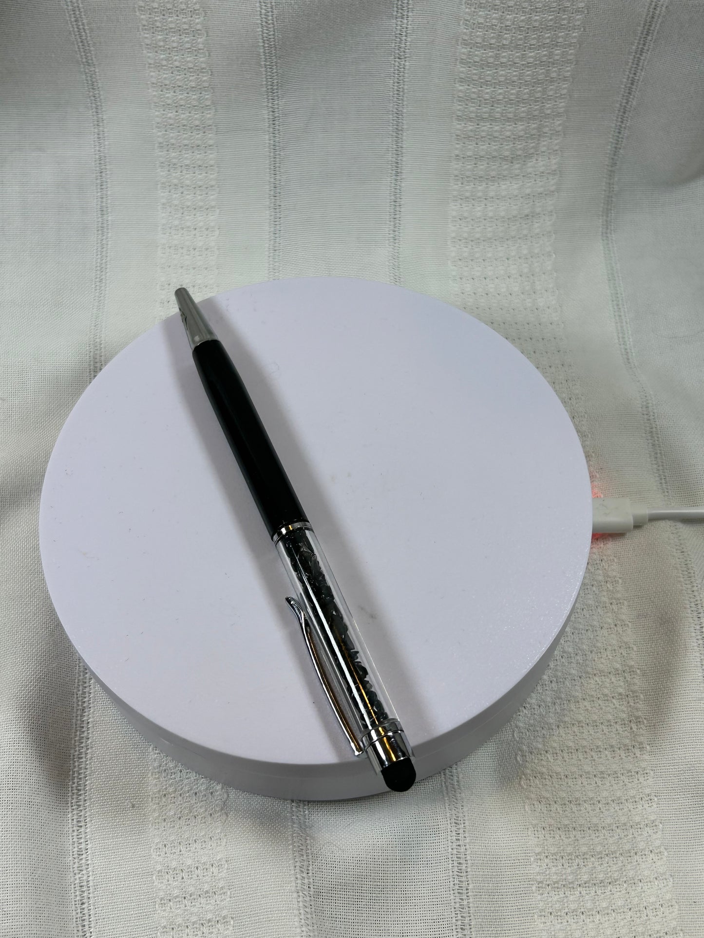 (#223) - BLACK OBSIDIAN CRYSTAL CHIP PEN - NEW