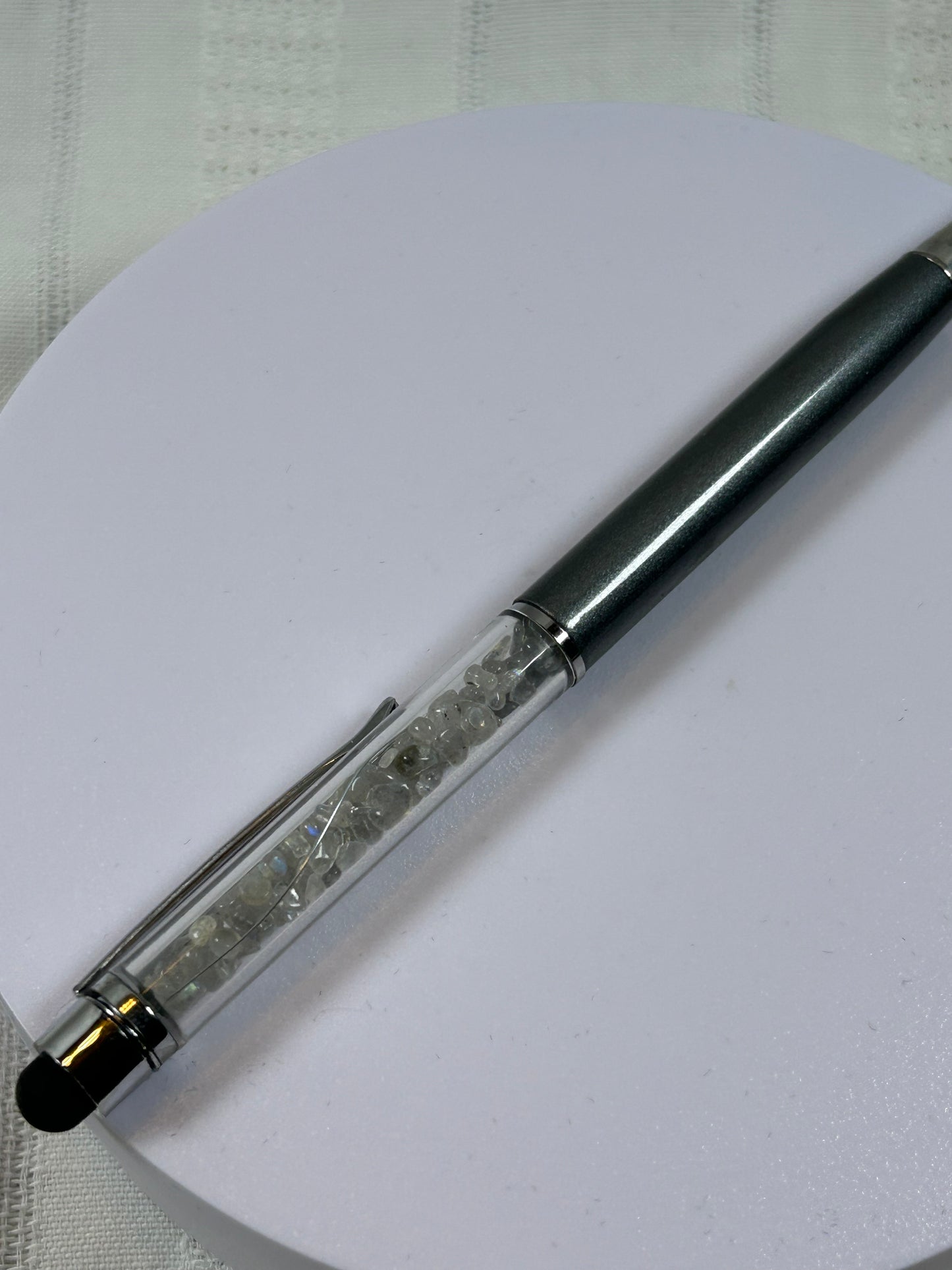 (#224) - CLEAR QUARTZ CRYSTAL CHIP PEN - NEW
