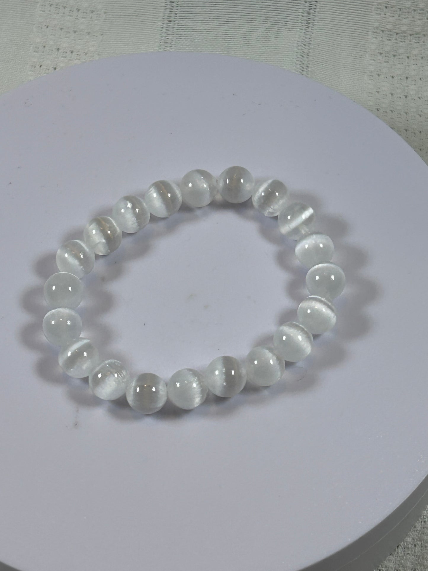 (#192) - SMALLER SATIN SELENITE CRYSTAL BRACELET - NEW