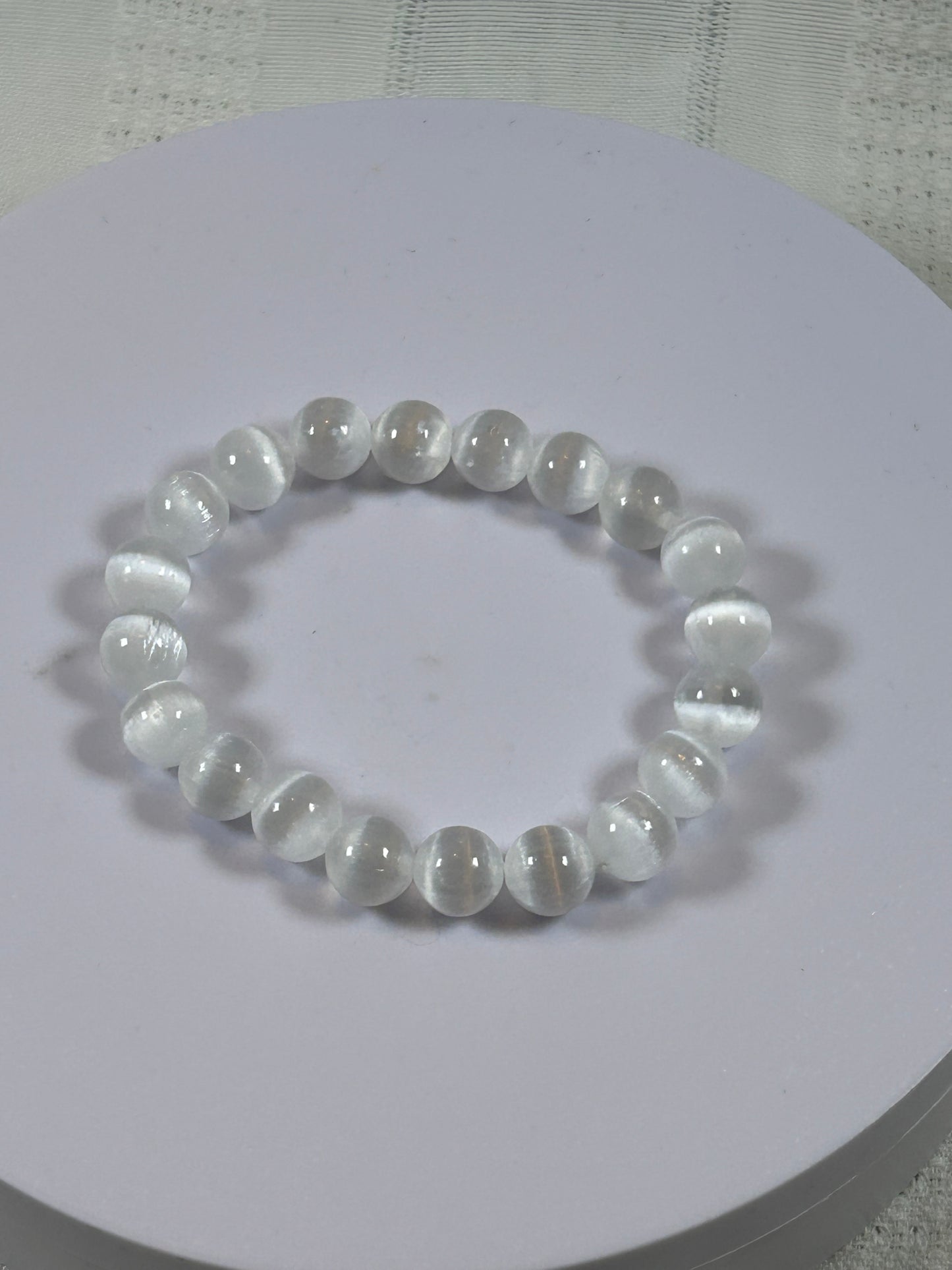 (#192) - SMALLER SATIN SELENITE CRYSTAL BRACELET - NEW