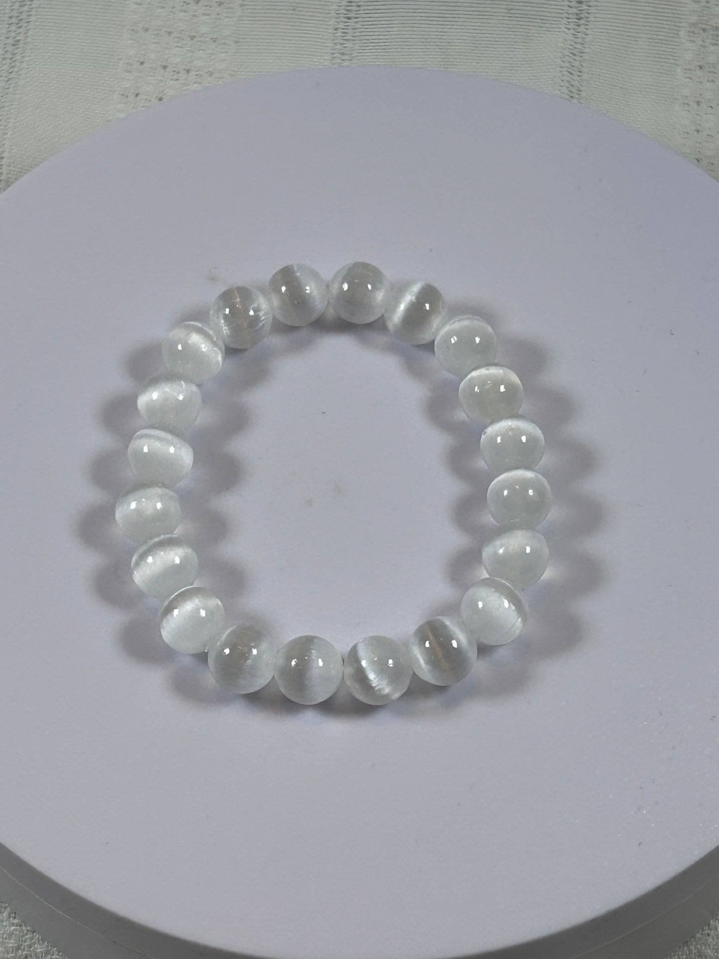 (#192) - SMALLER SATIN SELENITE CRYSTAL BRACELET - NEW